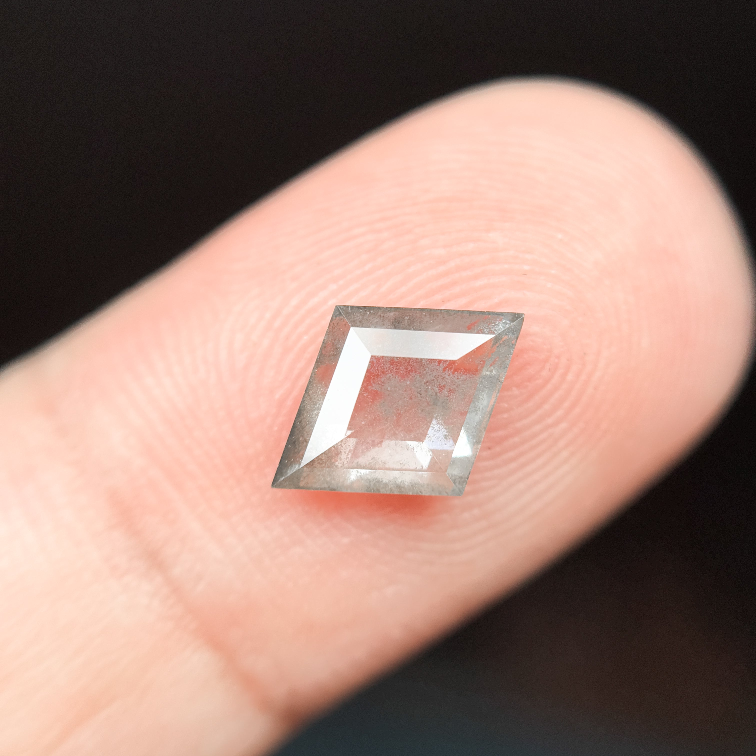 1.26 Ct Kite Rose Cut Grey Natural Salt and Pepper Diamond