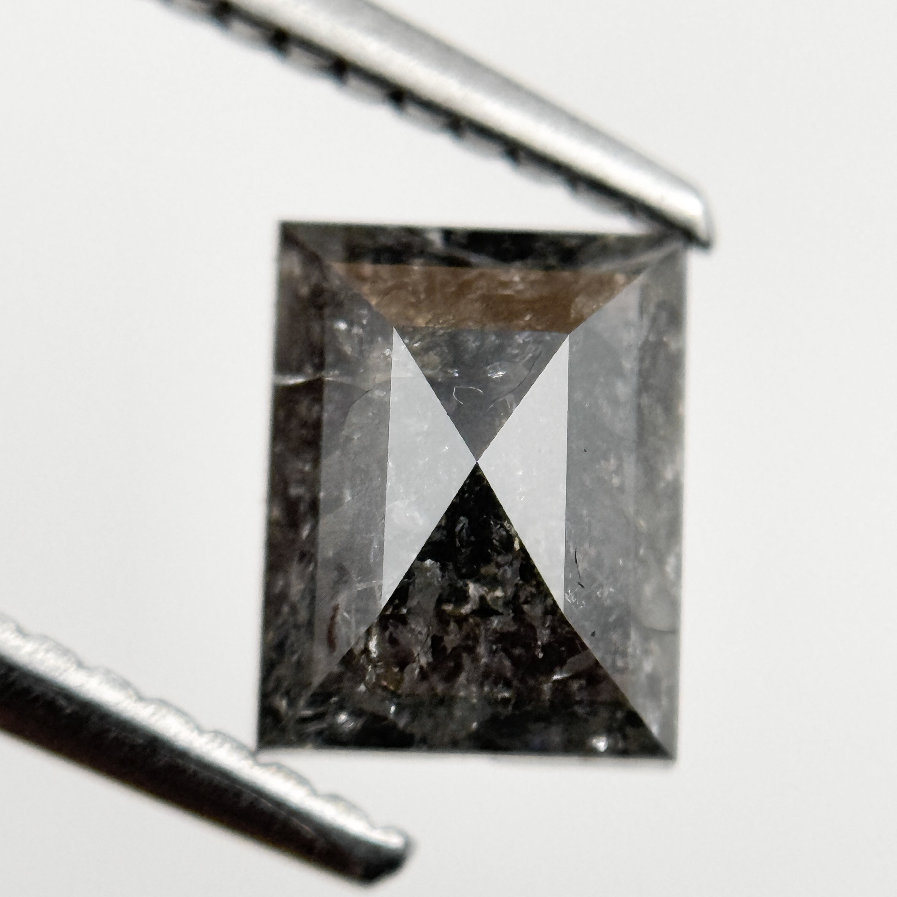 1.28 Ct Square Rose Cut Grey Natural Salt and Pepper Diamond