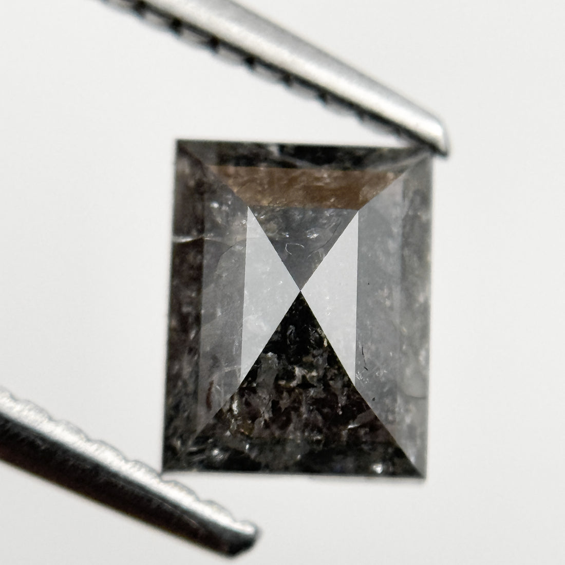 1.28 Ct Square Rose Cut Grey Natural Salt and Pepper Diamond