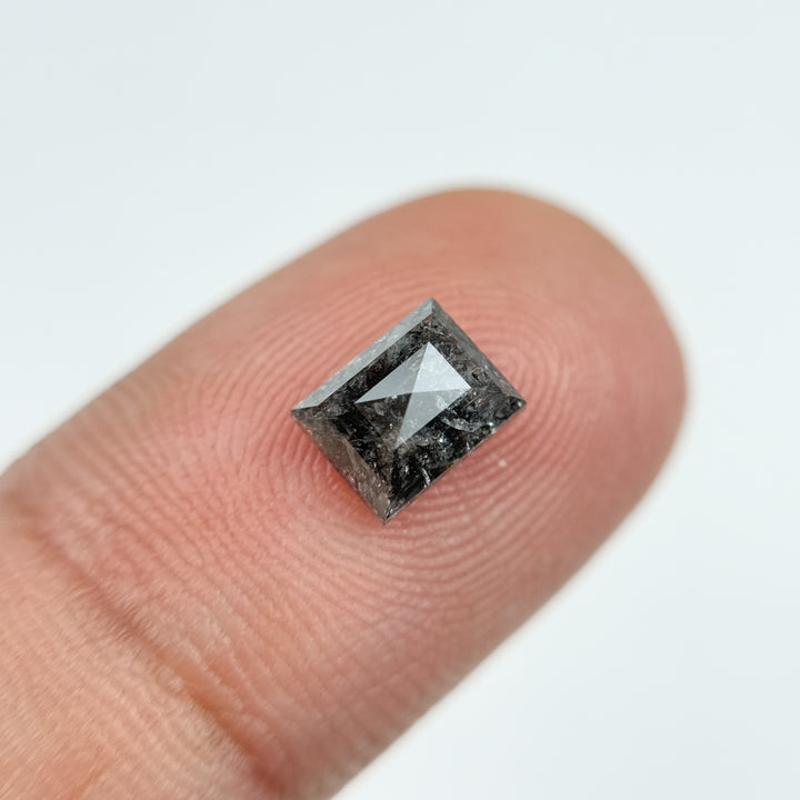 1.28 Ct Square Rose Cut Grey Natural Salt and Pepper Diamond