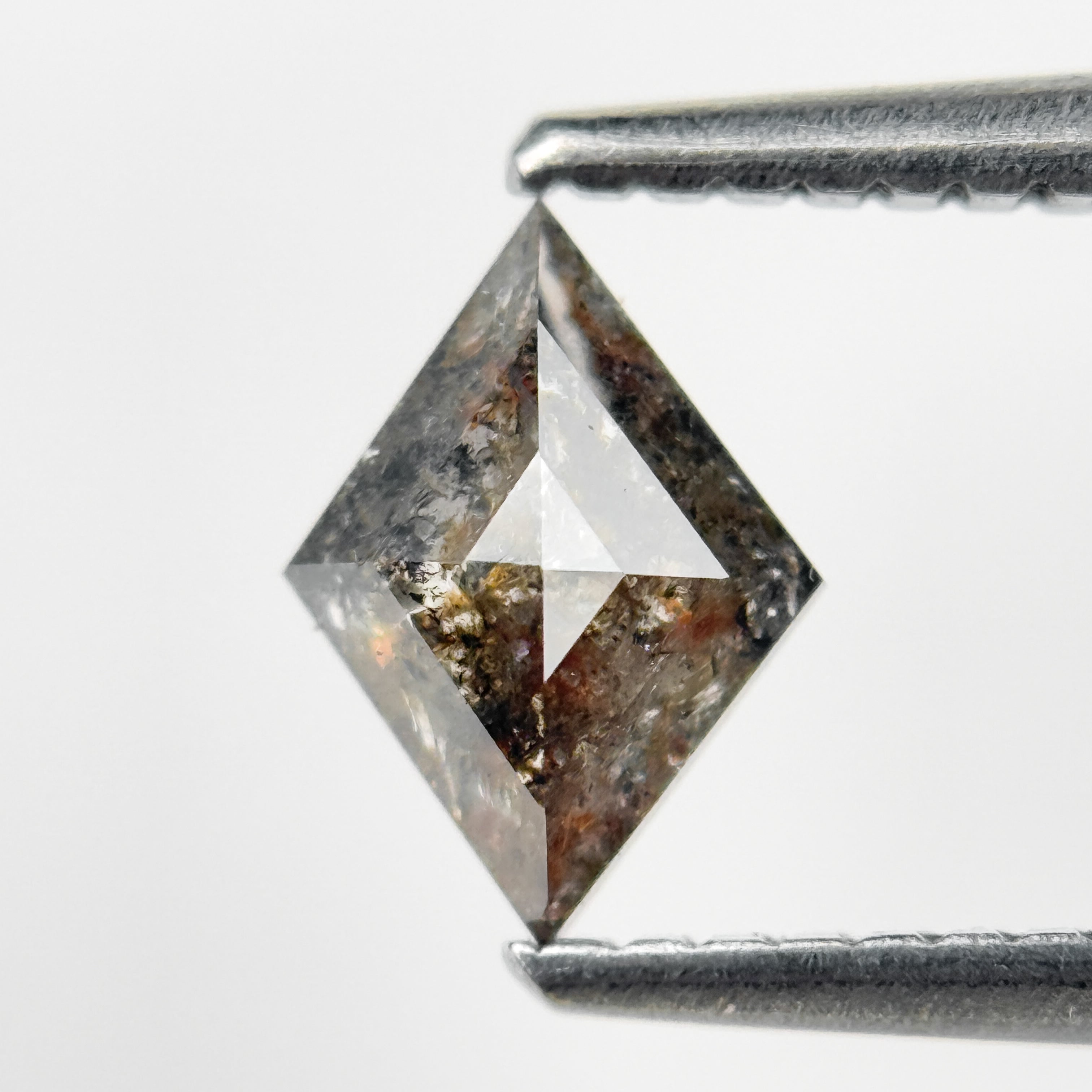 0.68 Ct Kite Rose Cut Grey Natural Salt and Pepper Diamond