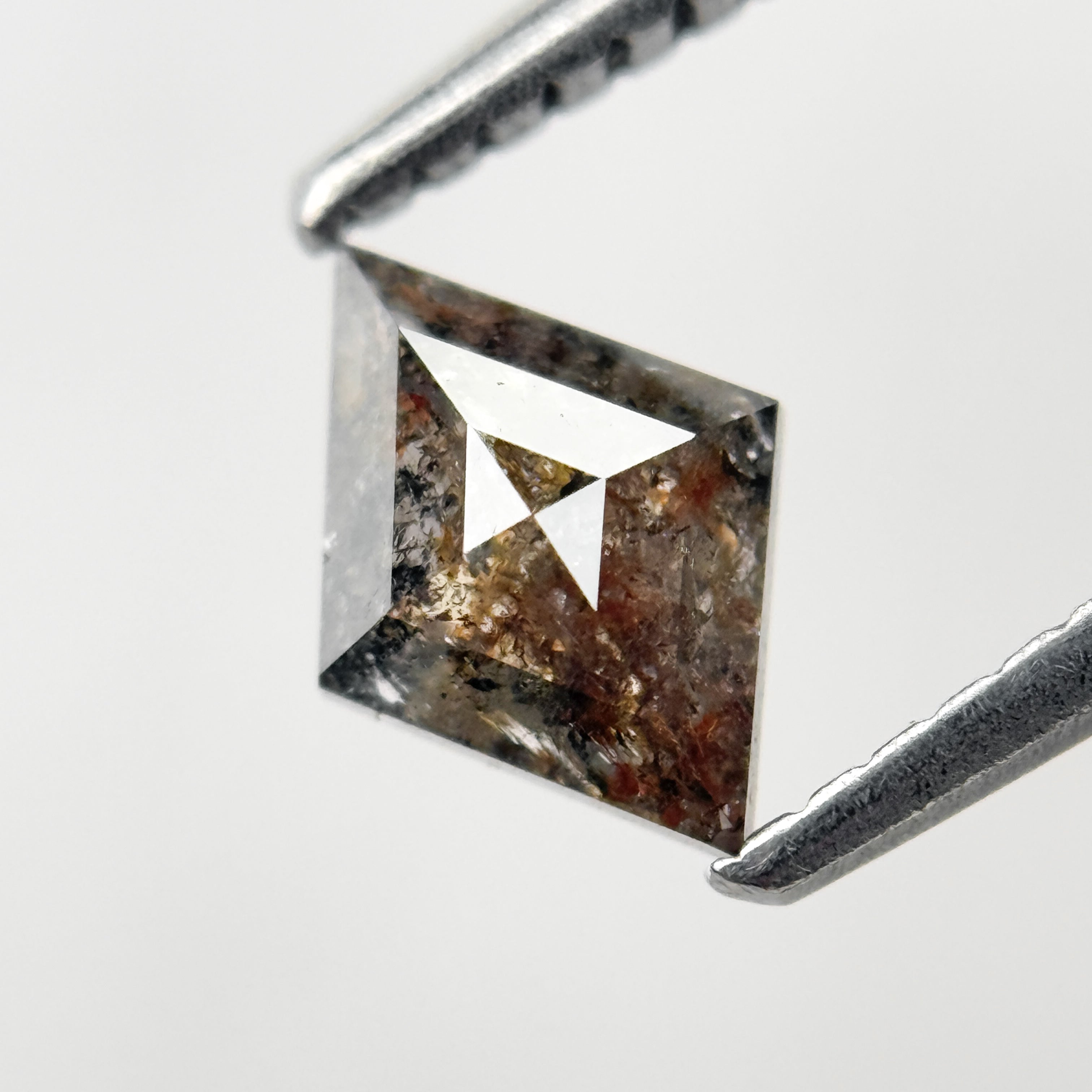 0.68 Ct Kite Rose Cut Grey Natural Salt and Pepper Diamond