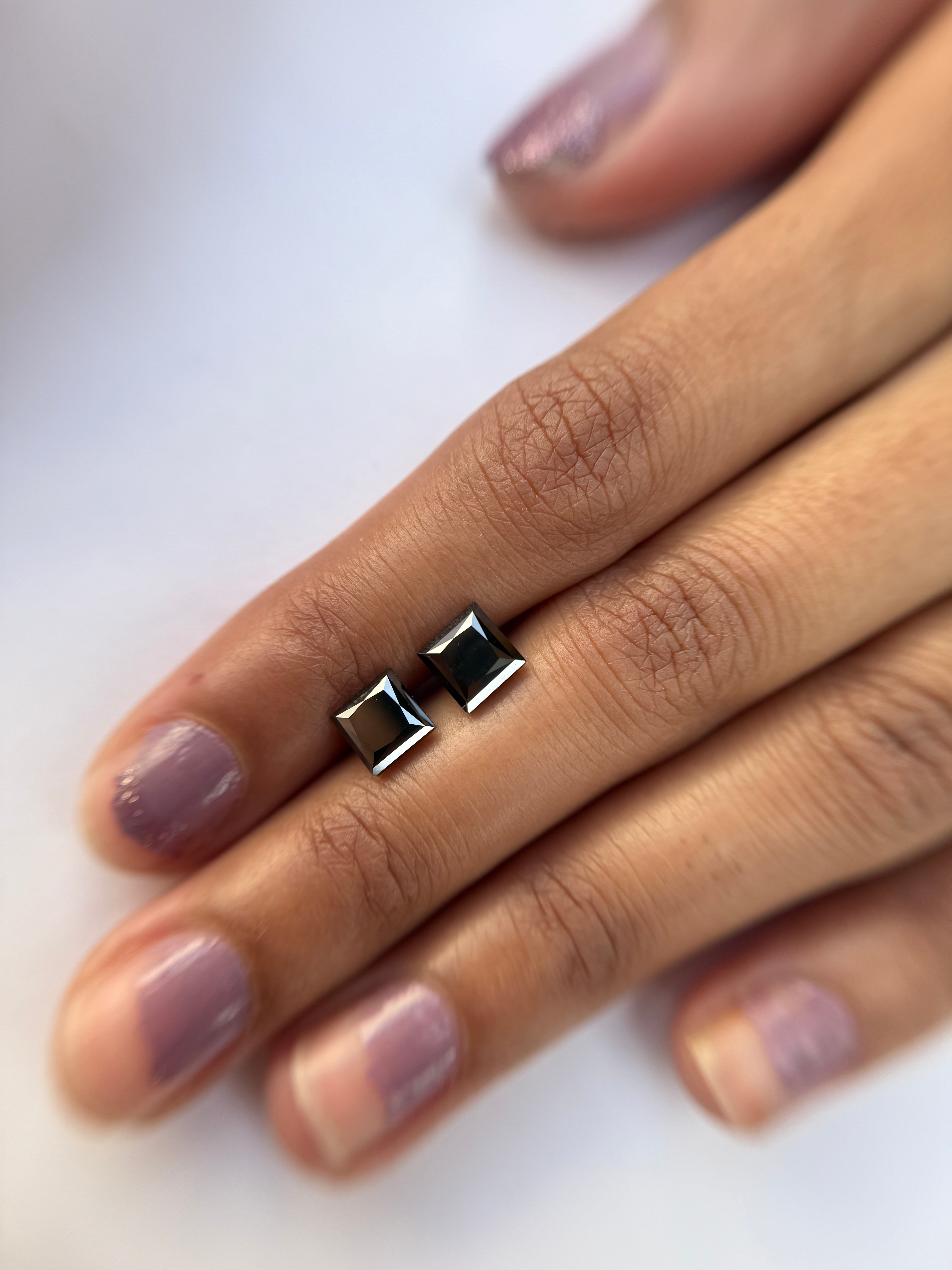 6 X 6 MM Princess Rose Cut Black Natural Loose Diamond