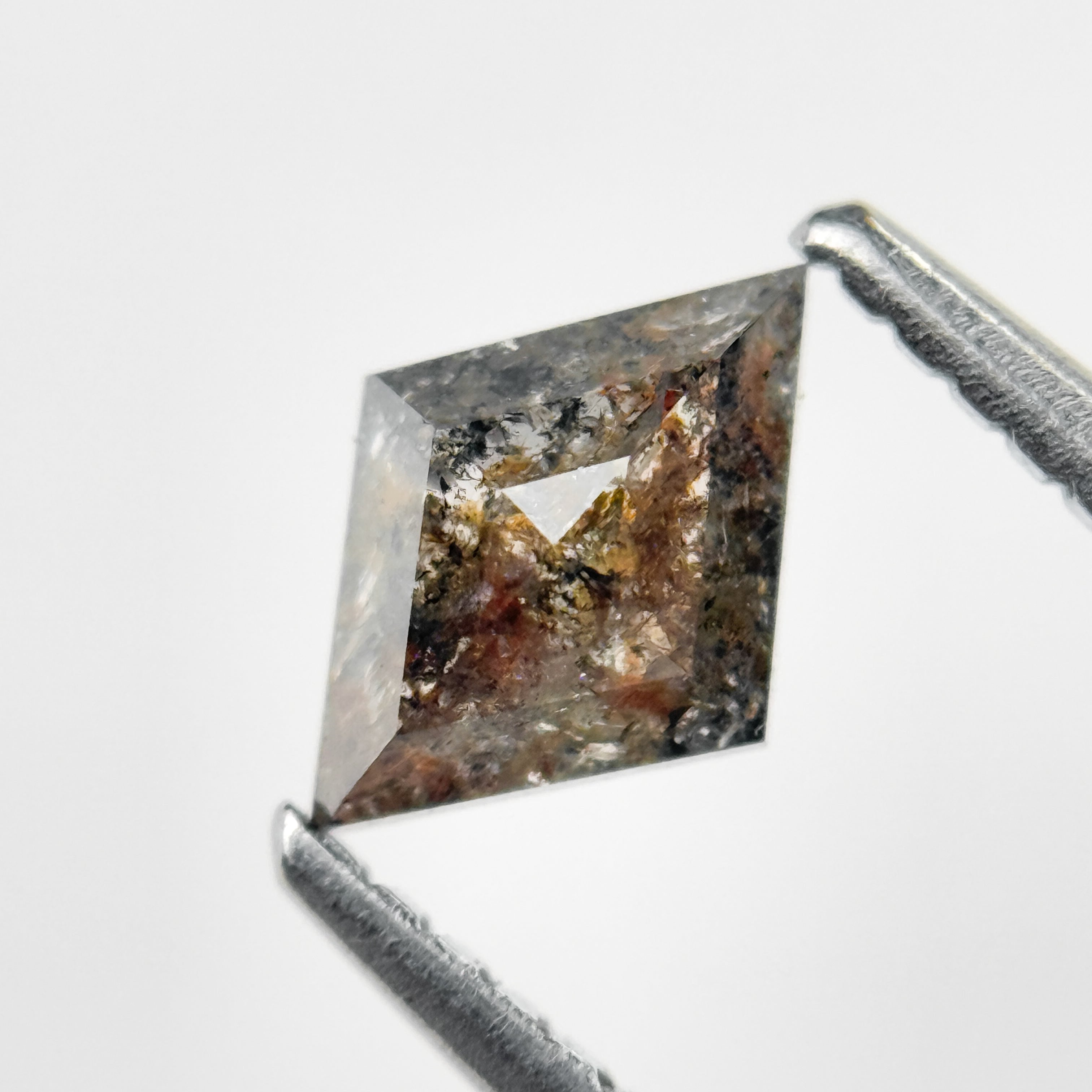0.68 Ct Kite Rose Cut Grey Natural Salt and Pepper Diamond