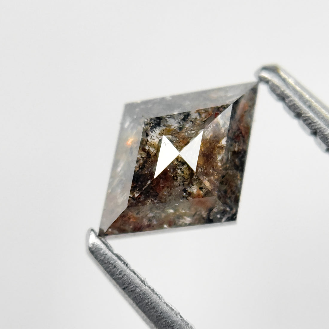 0.68 Ct Kite Rose Cut Grey Natural Salt and Pepper Diamond