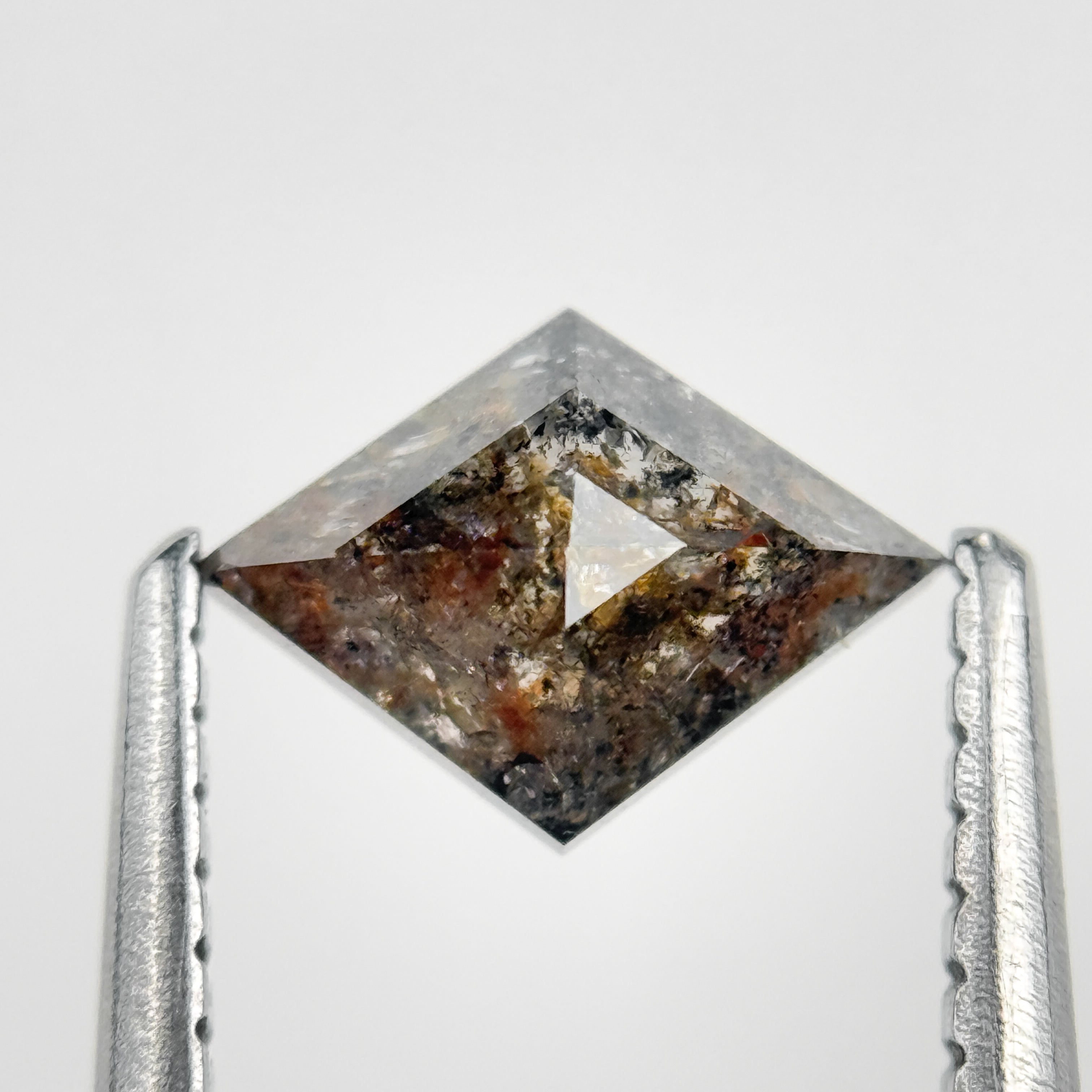 0.68 Ct Kite Rose Cut Grey Natural Salt and Pepper Diamond