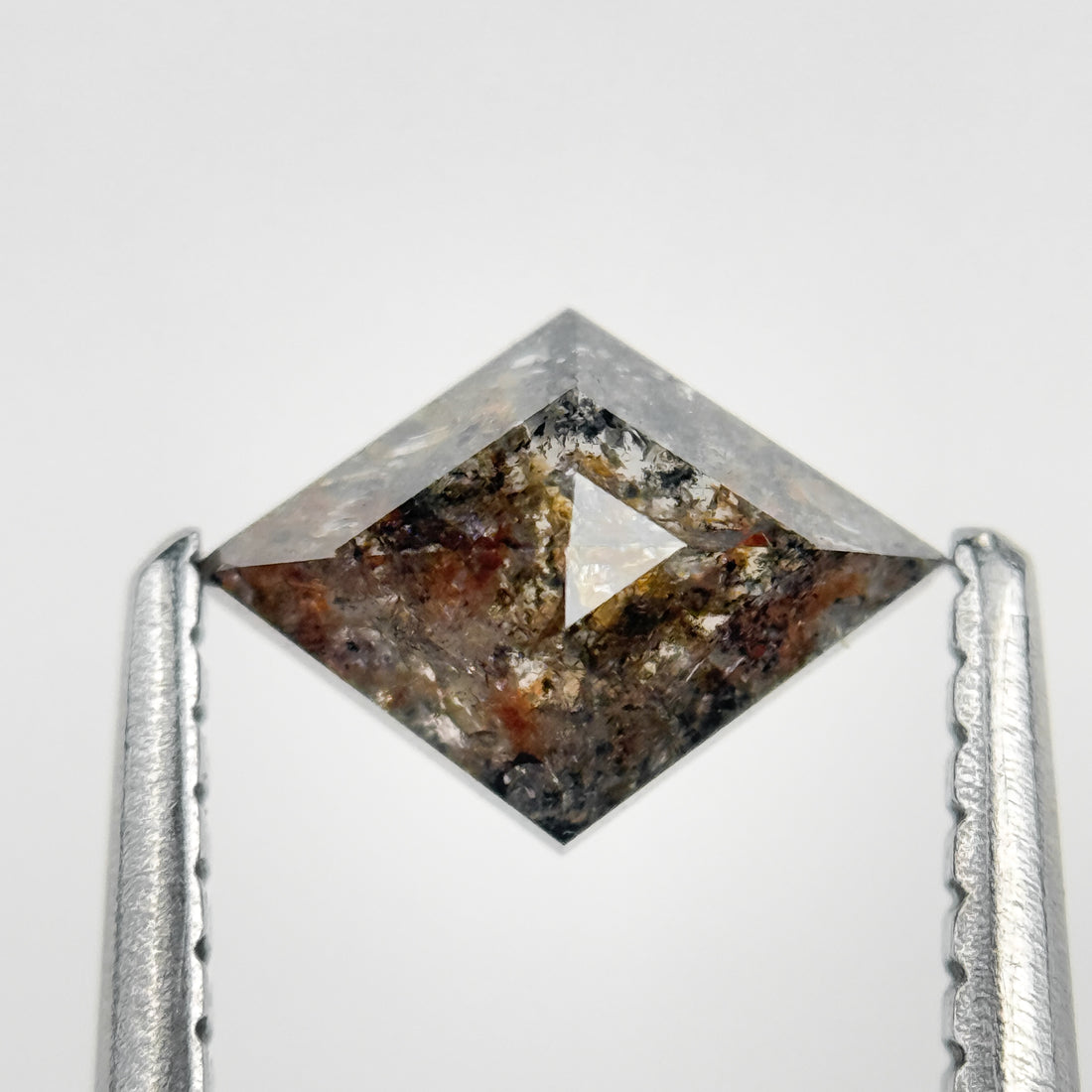0.68 Ct Kite Rose Cut Grey Natural Salt and Pepper Diamond