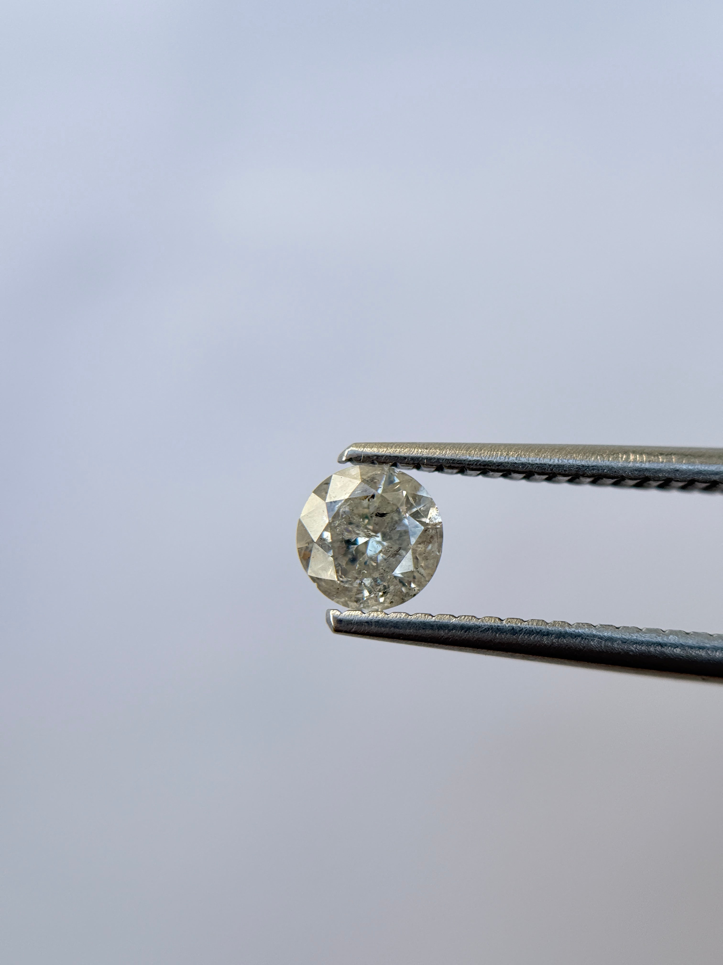 0.50 Ct Round Brilliant Cut Grey Natural Salt and Pepper Diamond