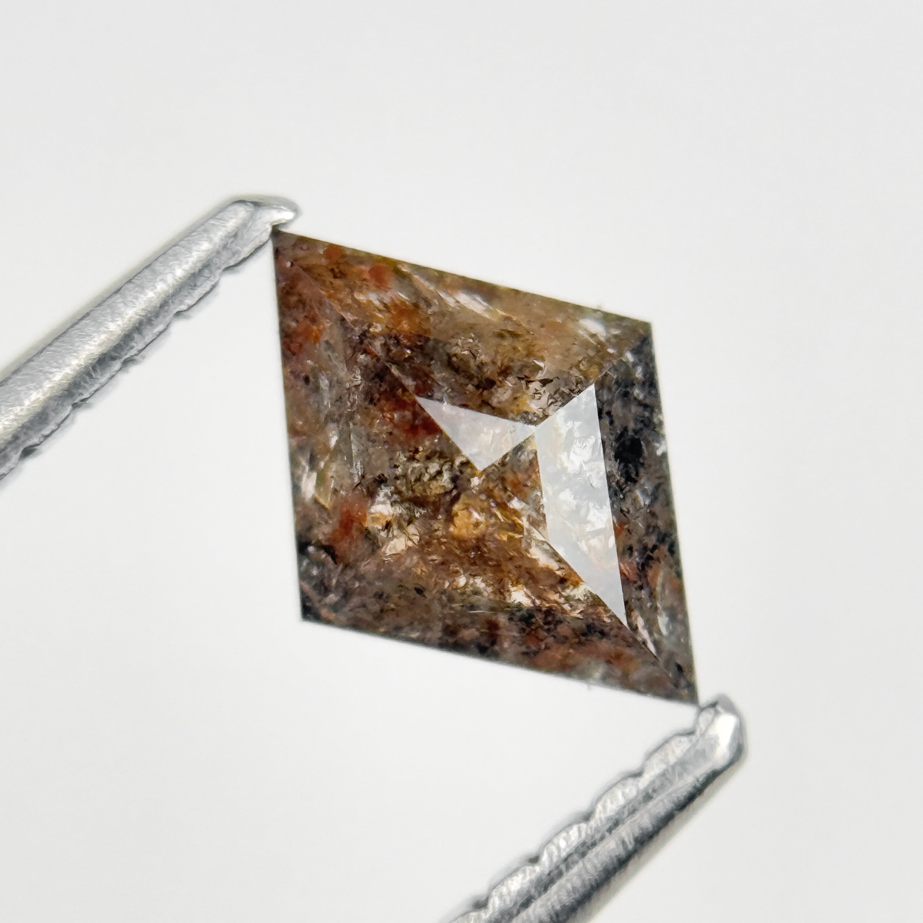 0.68 Ct Kite Rose Cut Grey Natural Salt and Pepper Diamond
