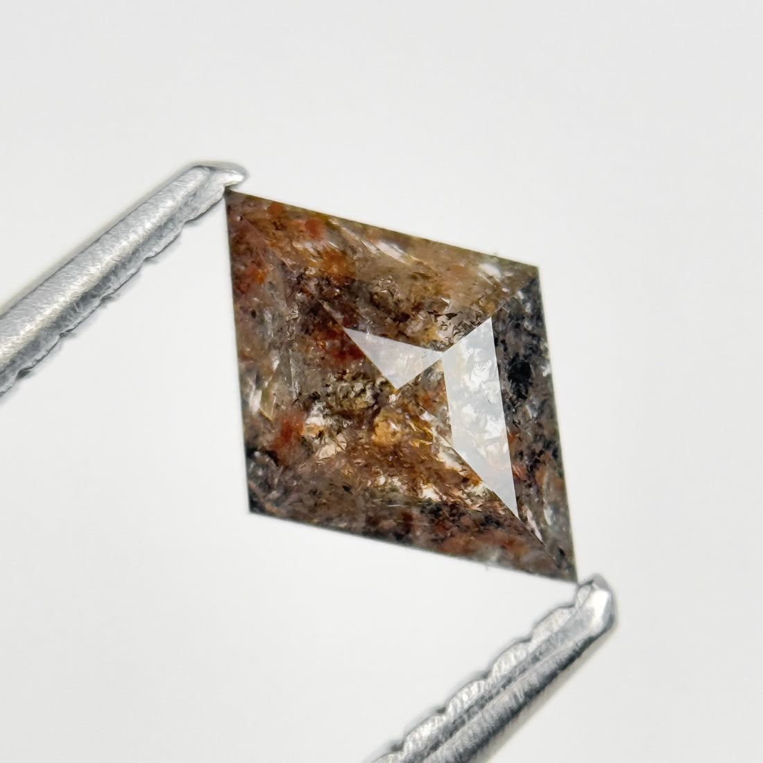 0.68 Ct Kite Rose Cut Grey Natural Salt and Pepper Diamond