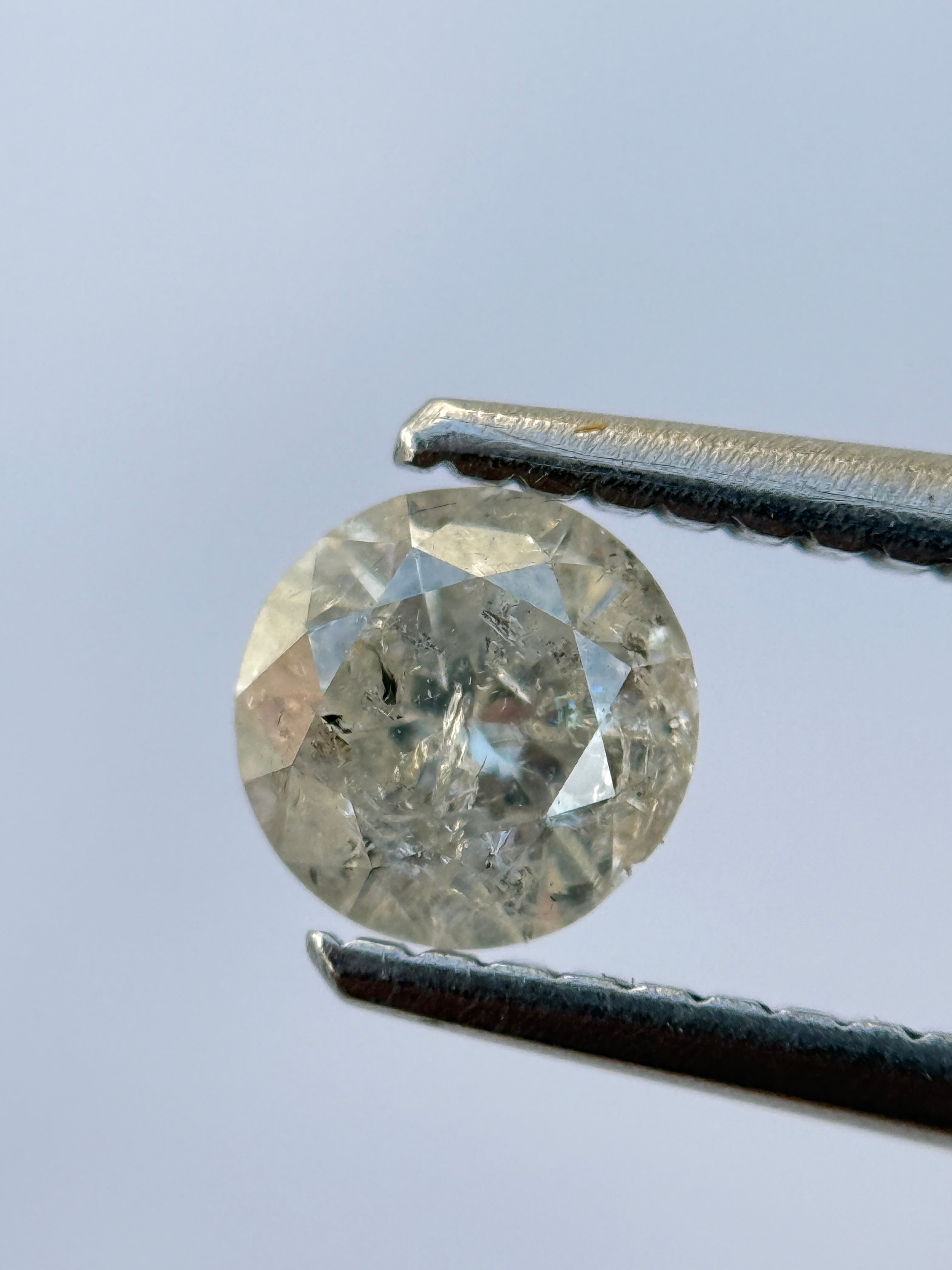 0.50 Ct Round Brilliant Cut Grey Natural Salt and Pepper Diamond
