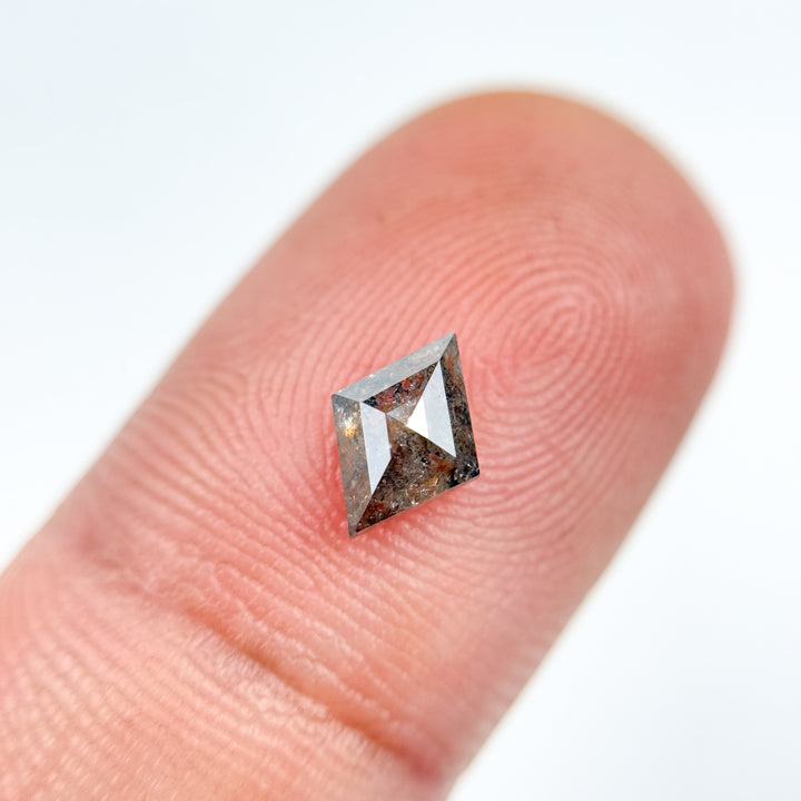 0.68 Ct Kite Rose Cut Grey Natural Salt and Pepper Diamond