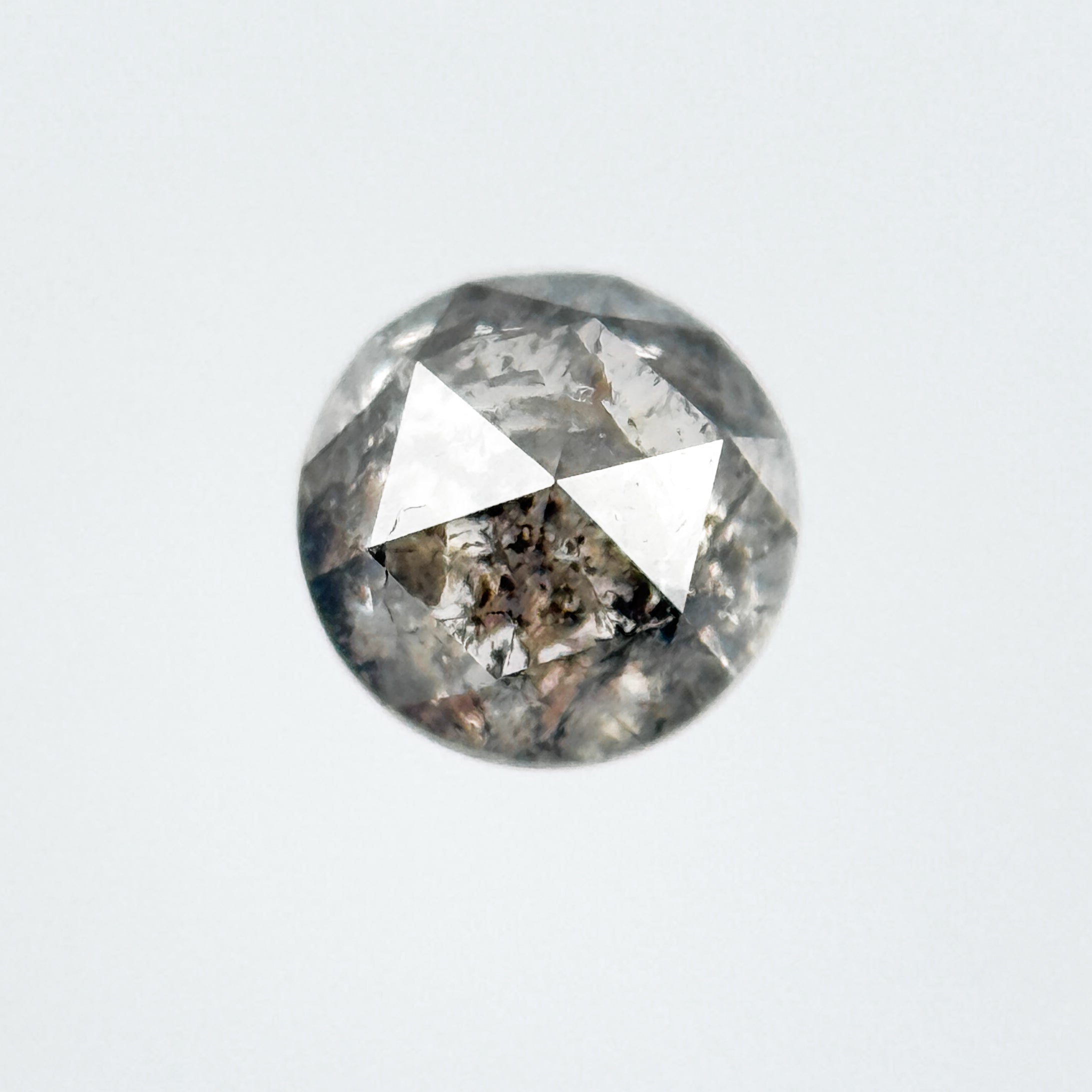 0.34 Ct Round Rose Cut Grey Natural Salt and Pepper Diamond