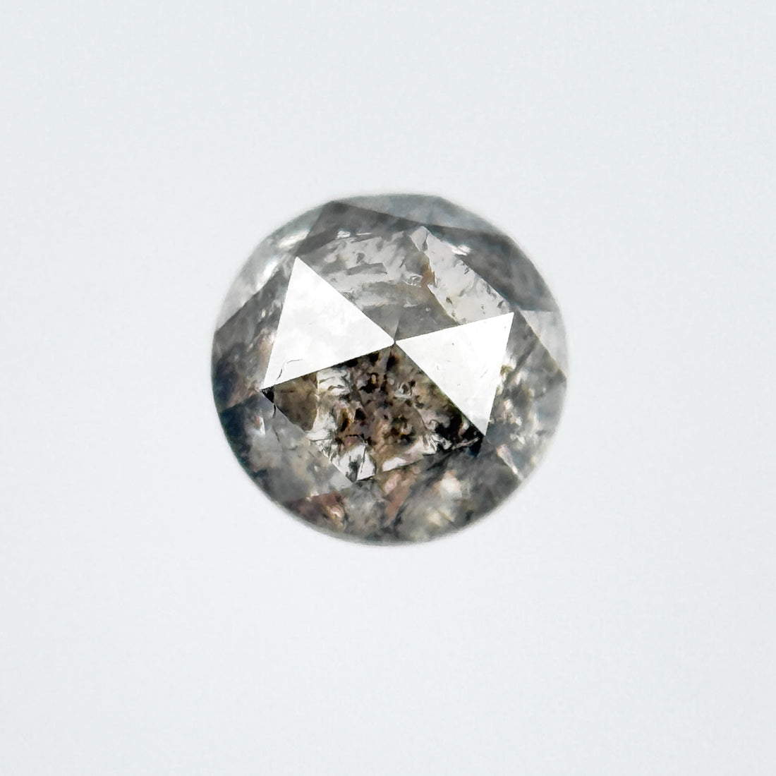 0.34 Ct Round Rose Cut Grey Natural Salt and Pepper Diamond