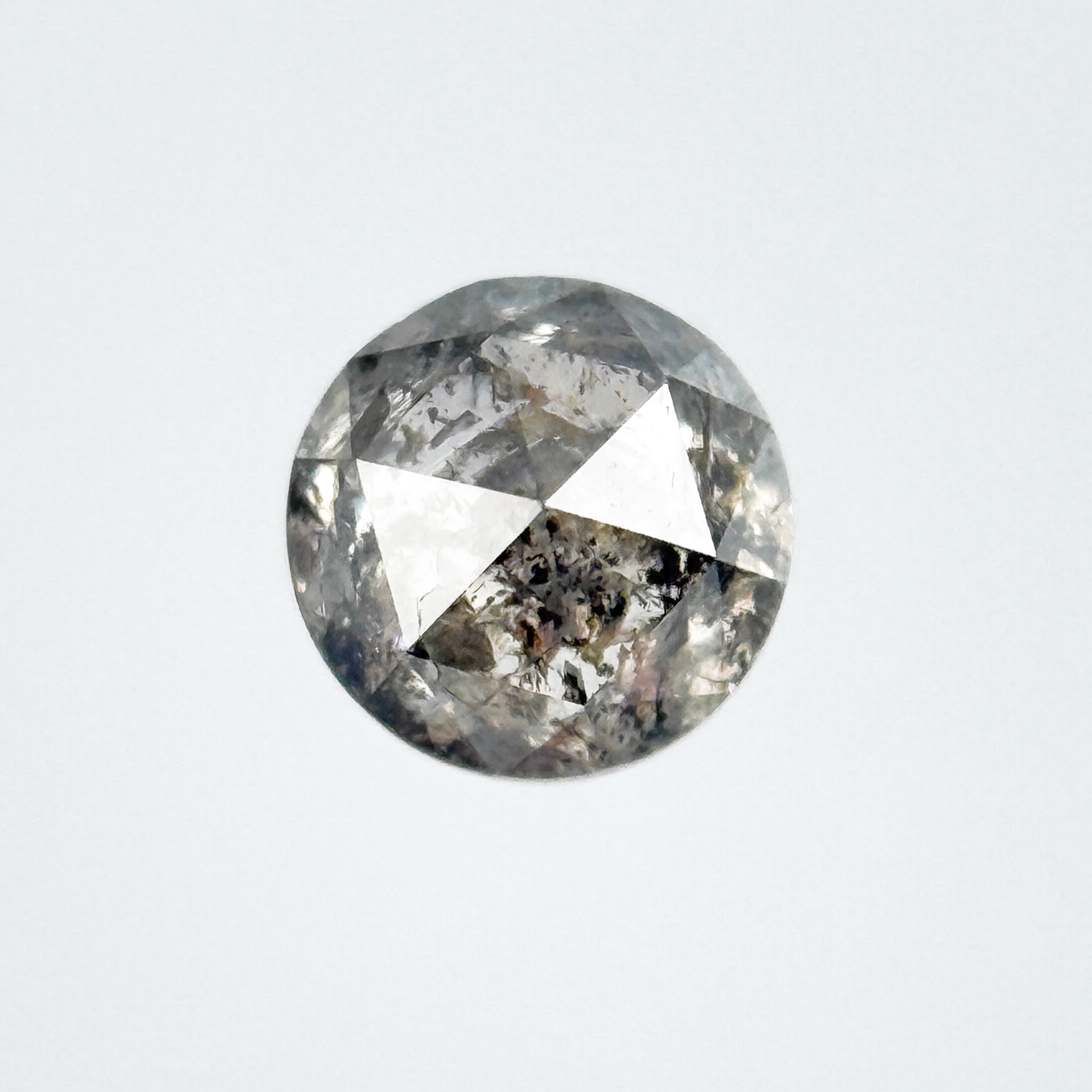 0.34 Ct Round Rose Cut Grey Natural Salt and Pepper Diamond