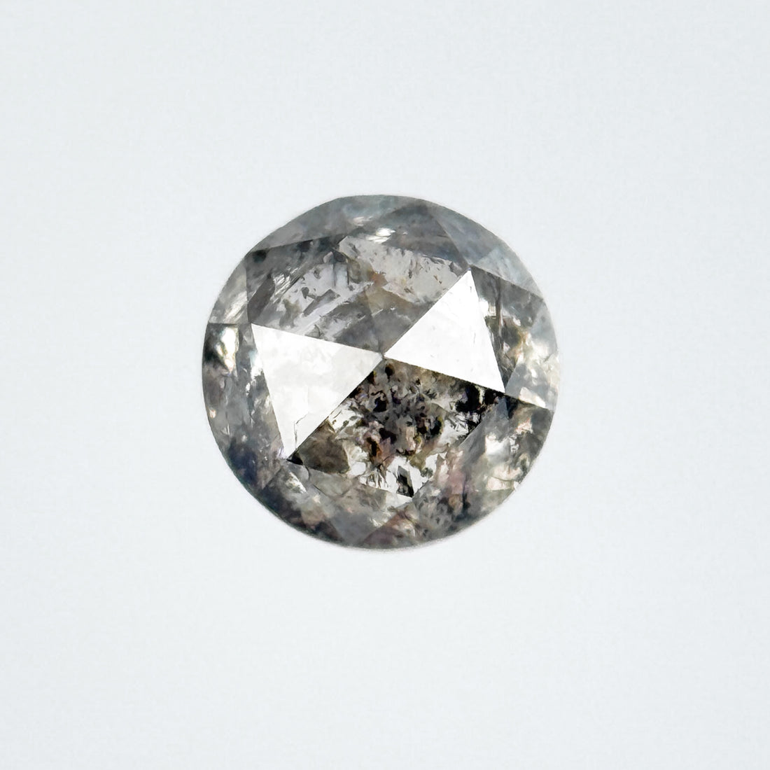 0.34 Ct Round Rose Cut Grey Natural Salt and Pepper Diamond
