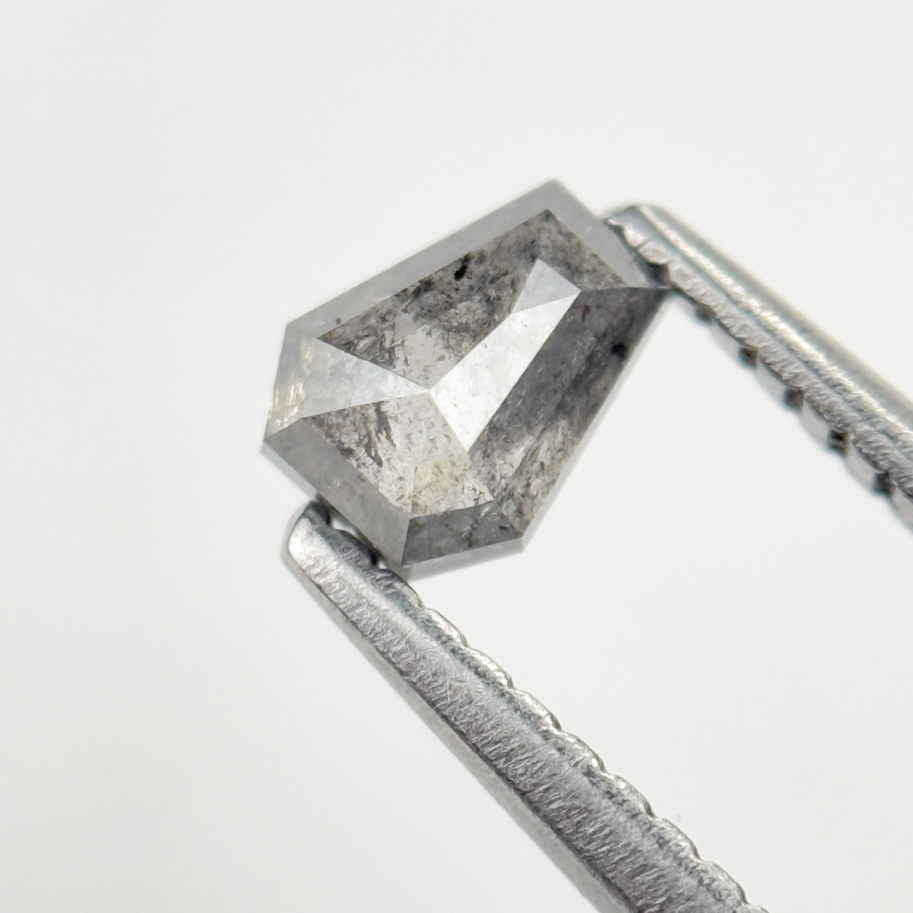 0.52 Ct Coffin Rose Cut Grey Natural Salt and Pepper Diamond