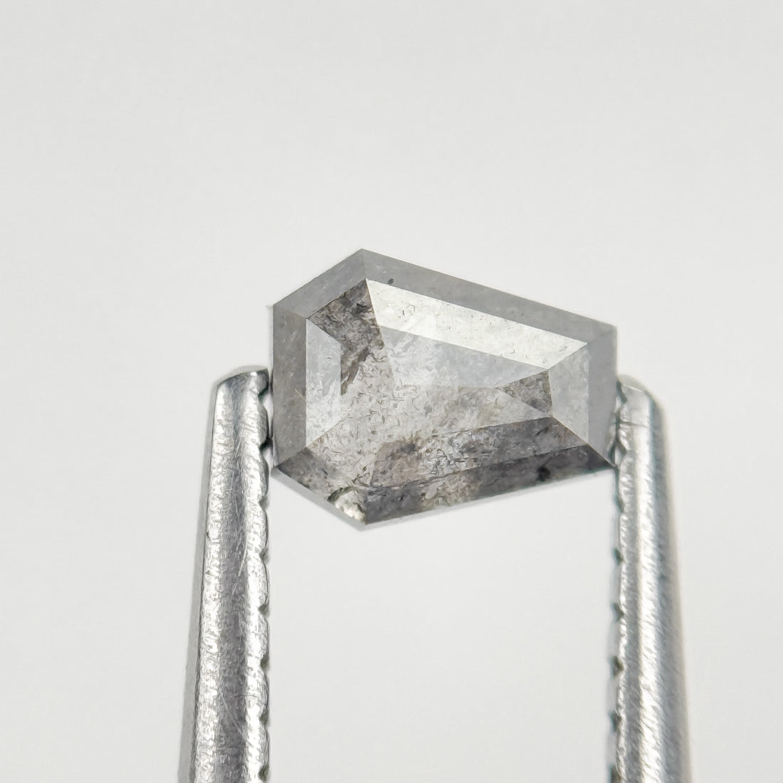 0.52 Ct Coffin Rose Cut Grey Natural Salt and Pepper Diamond