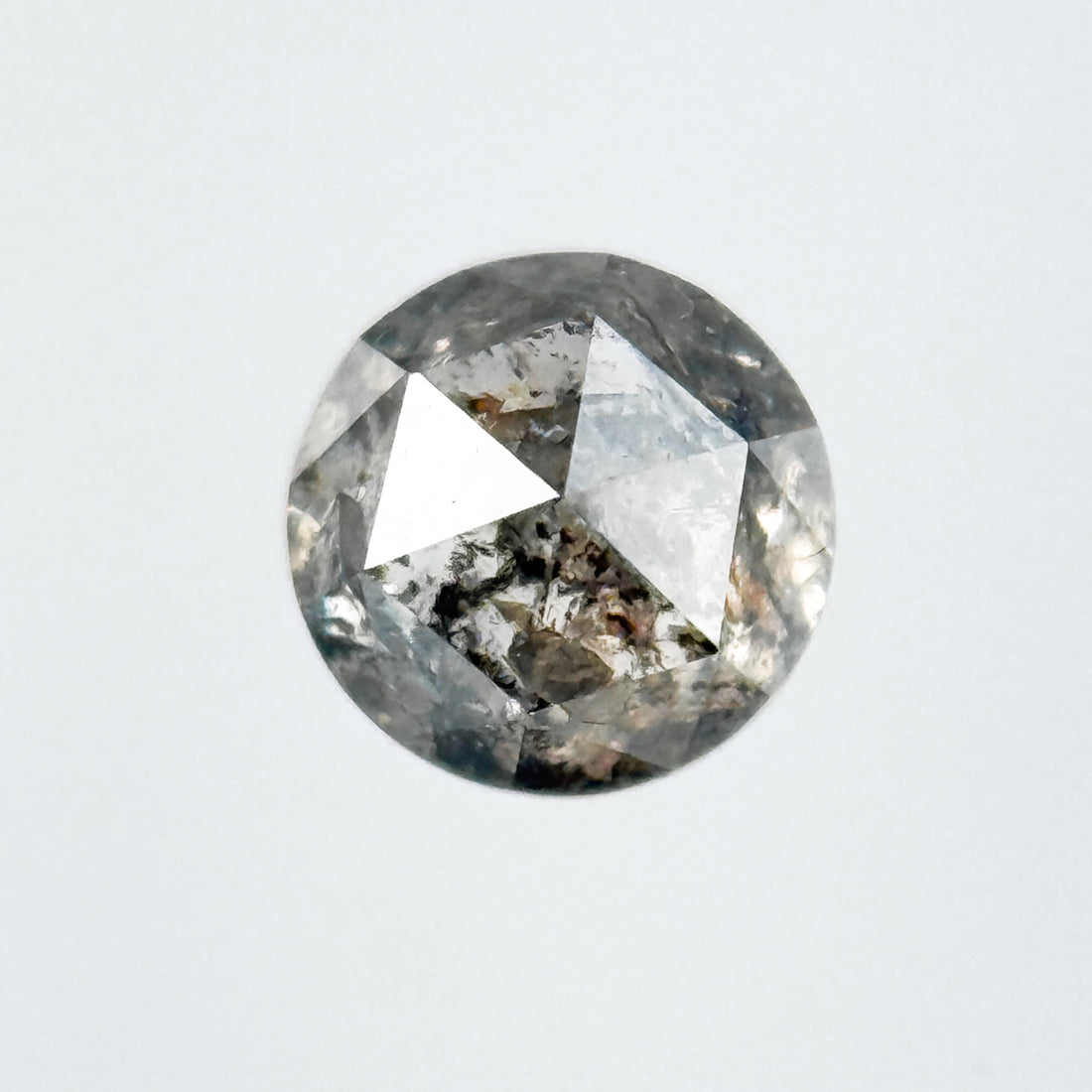 0.34 Ct Round Rose Cut Grey Natural Salt and Pepper Diamond