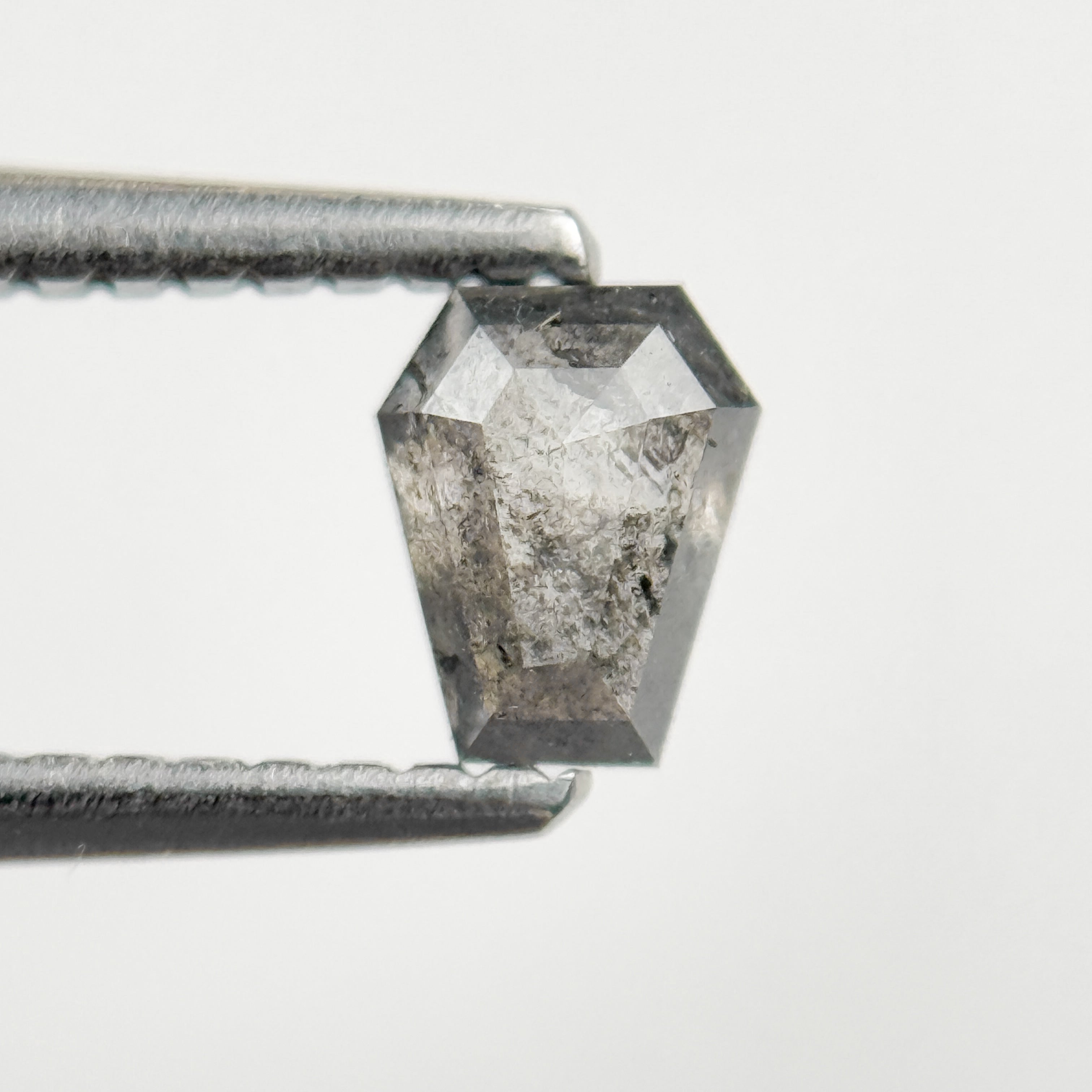 0.52 Ct Coffin Rose Cut Grey Natural Salt and Pepper Diamond