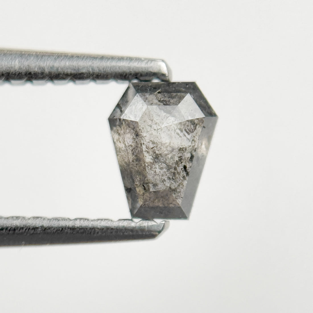 0.52 Ct Coffin Rose Cut Grey Natural Salt and Pepper Diamond