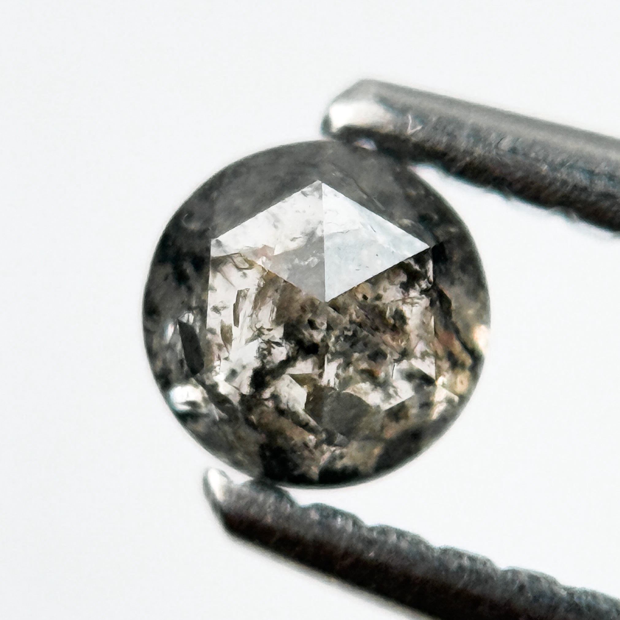 0.34 Ct Round Rose Cut Grey Natural Salt and Pepper Diamond
