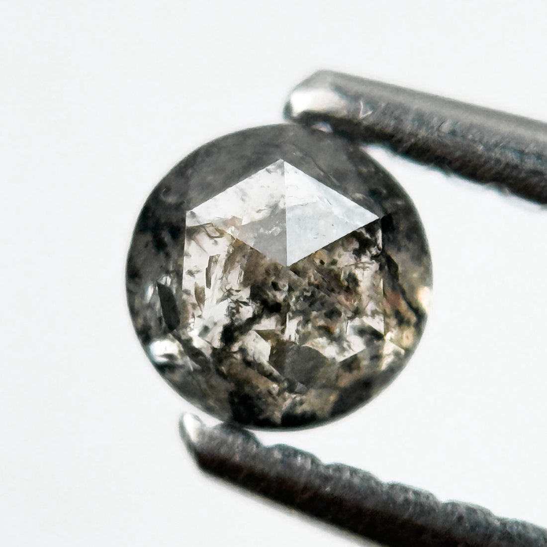 0.34 Ct Round Rose Cut Grey Natural Salt and Pepper Diamond
