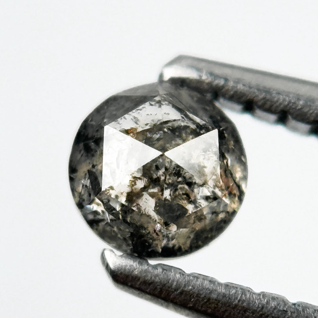 0.34 Ct Round Rose Cut Grey Natural Salt and Pepper Diamond