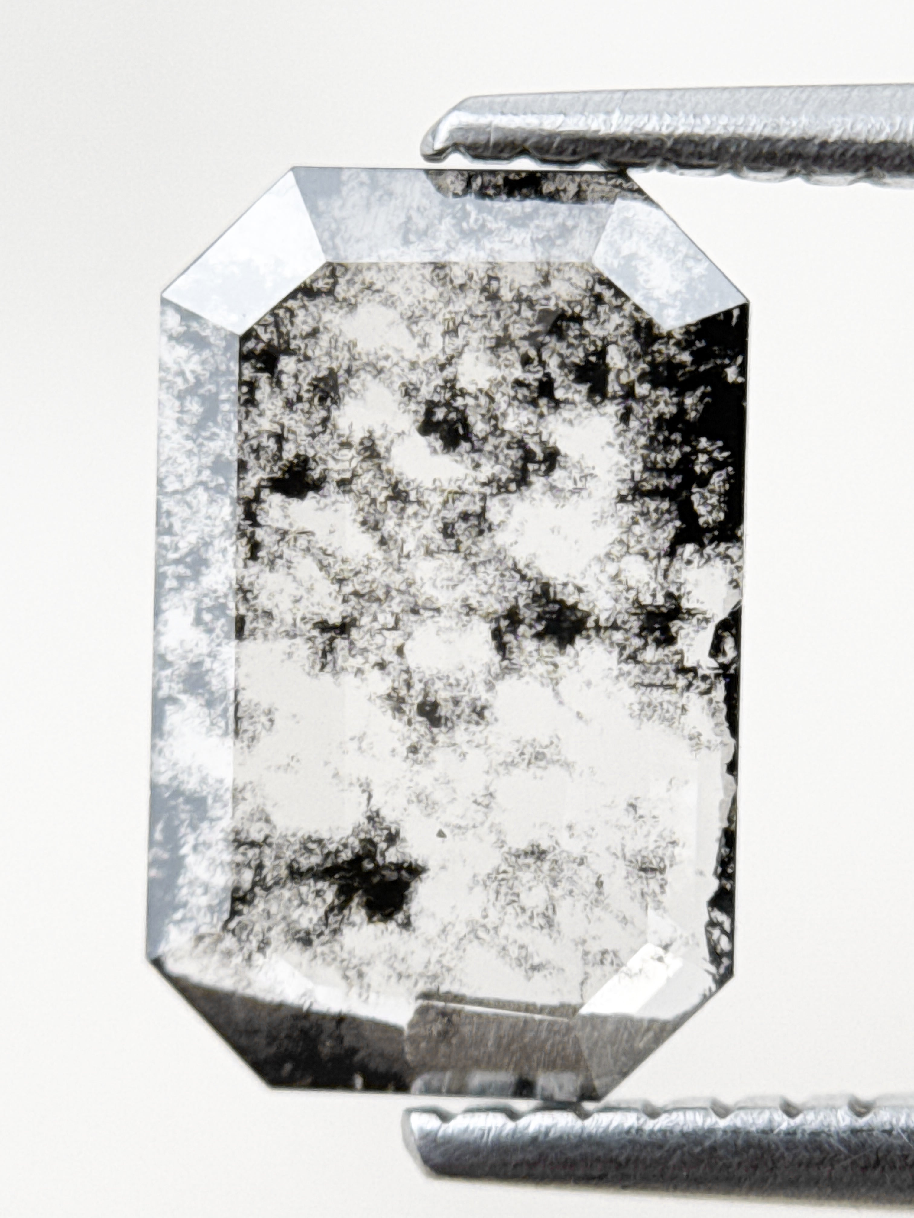 1.20 Ct Emerald Rose Cut Grey Natural Salt and Pepper Diamond