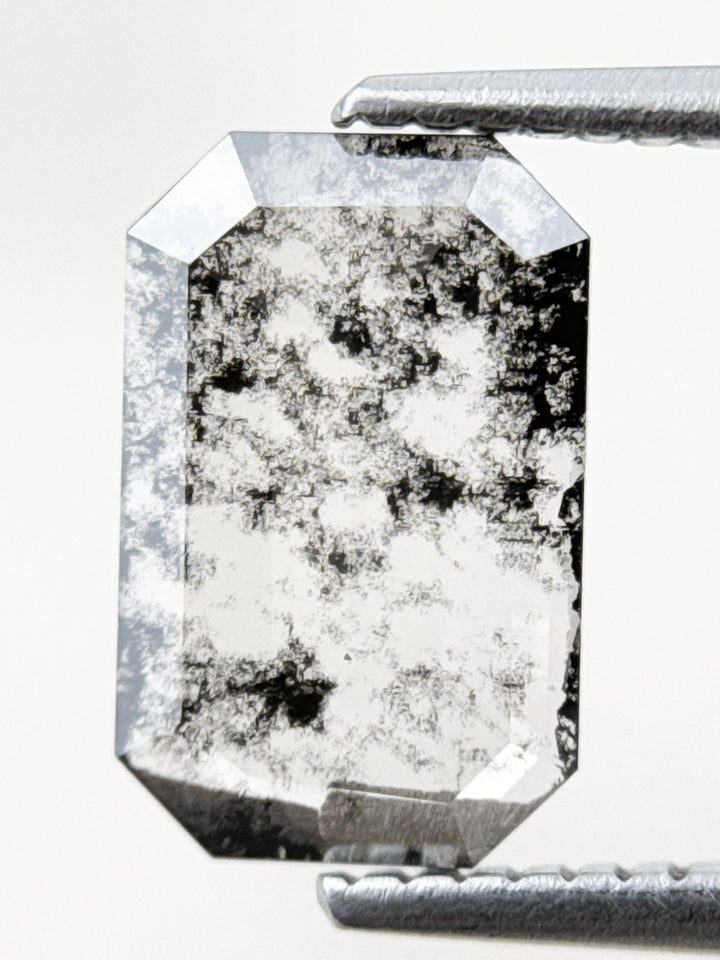 1.20 Ct Emerald Rose Cut Grey Natural Salt and Pepper Diamond