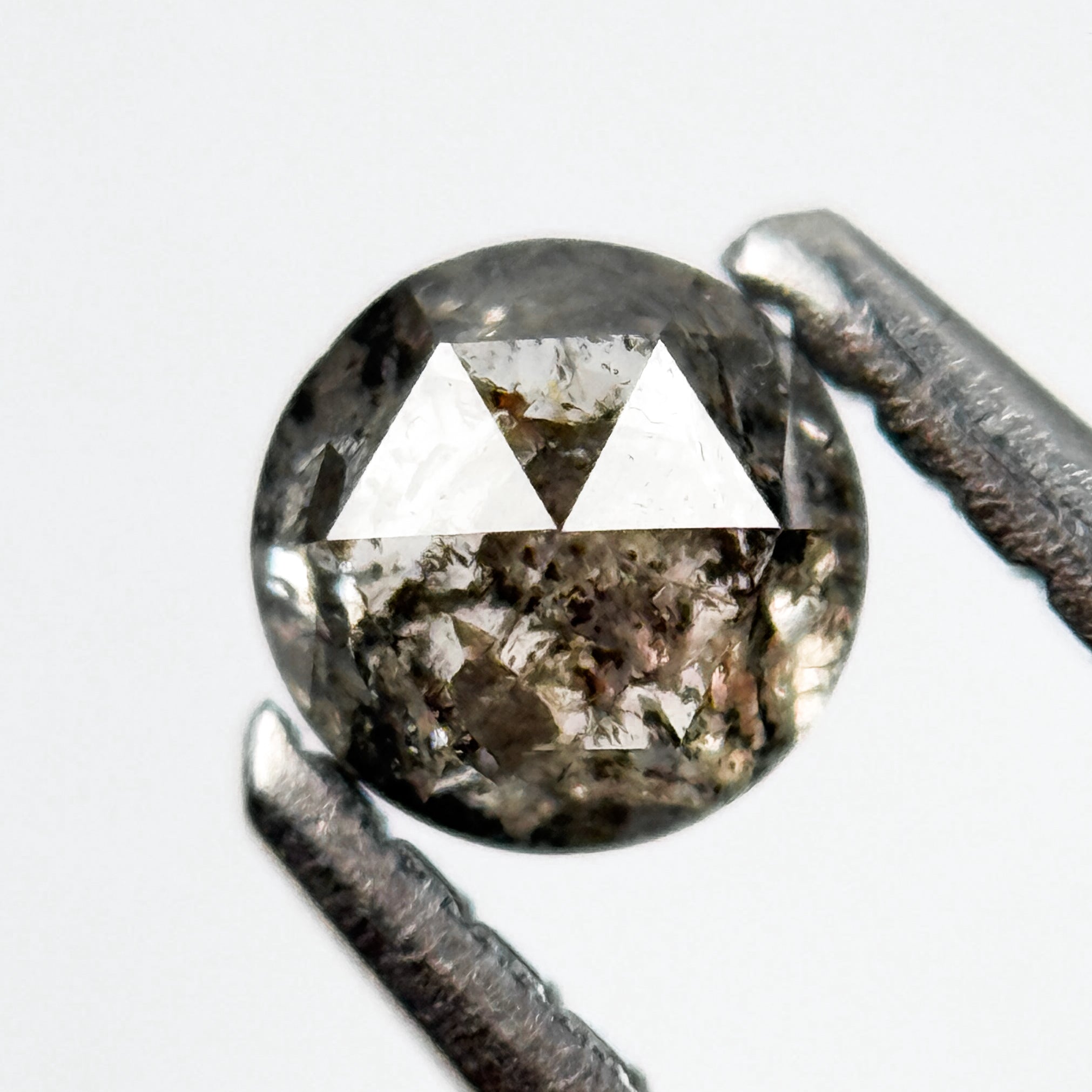 0.34 Ct Round Rose Cut Grey Natural Salt and Pepper Diamond