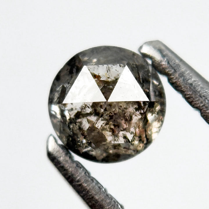 0.34 Ct Round Rose Cut Grey Natural Salt and Pepper Diamond