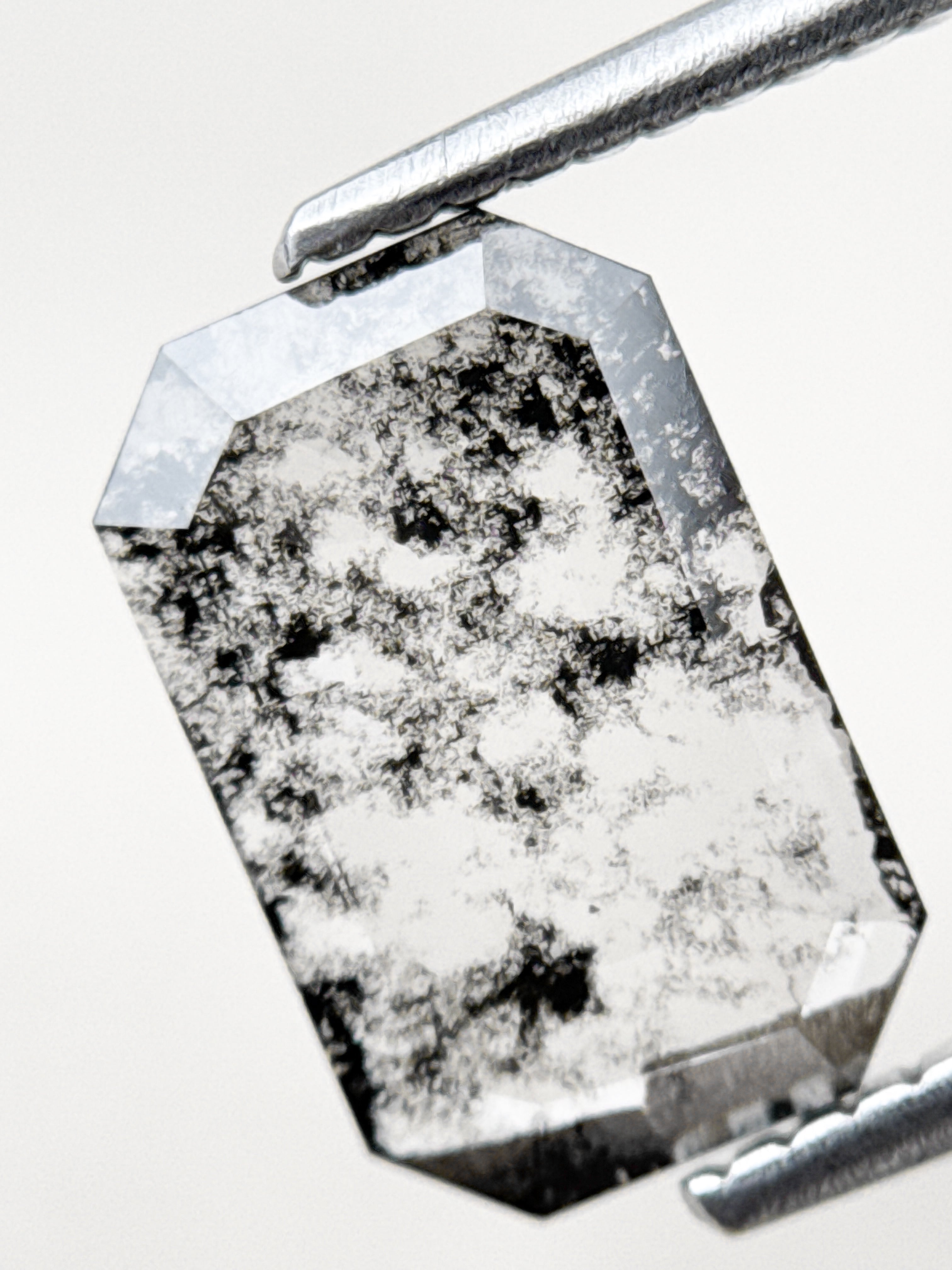 1.20 Ct Emerald Rose Cut Grey Natural Salt and Pepper Diamond