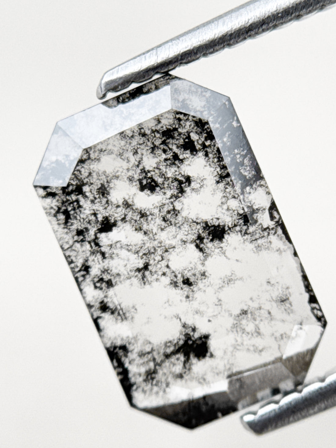 1.20 Ct Emerald Rose Cut Grey Natural Salt and Pepper Diamond