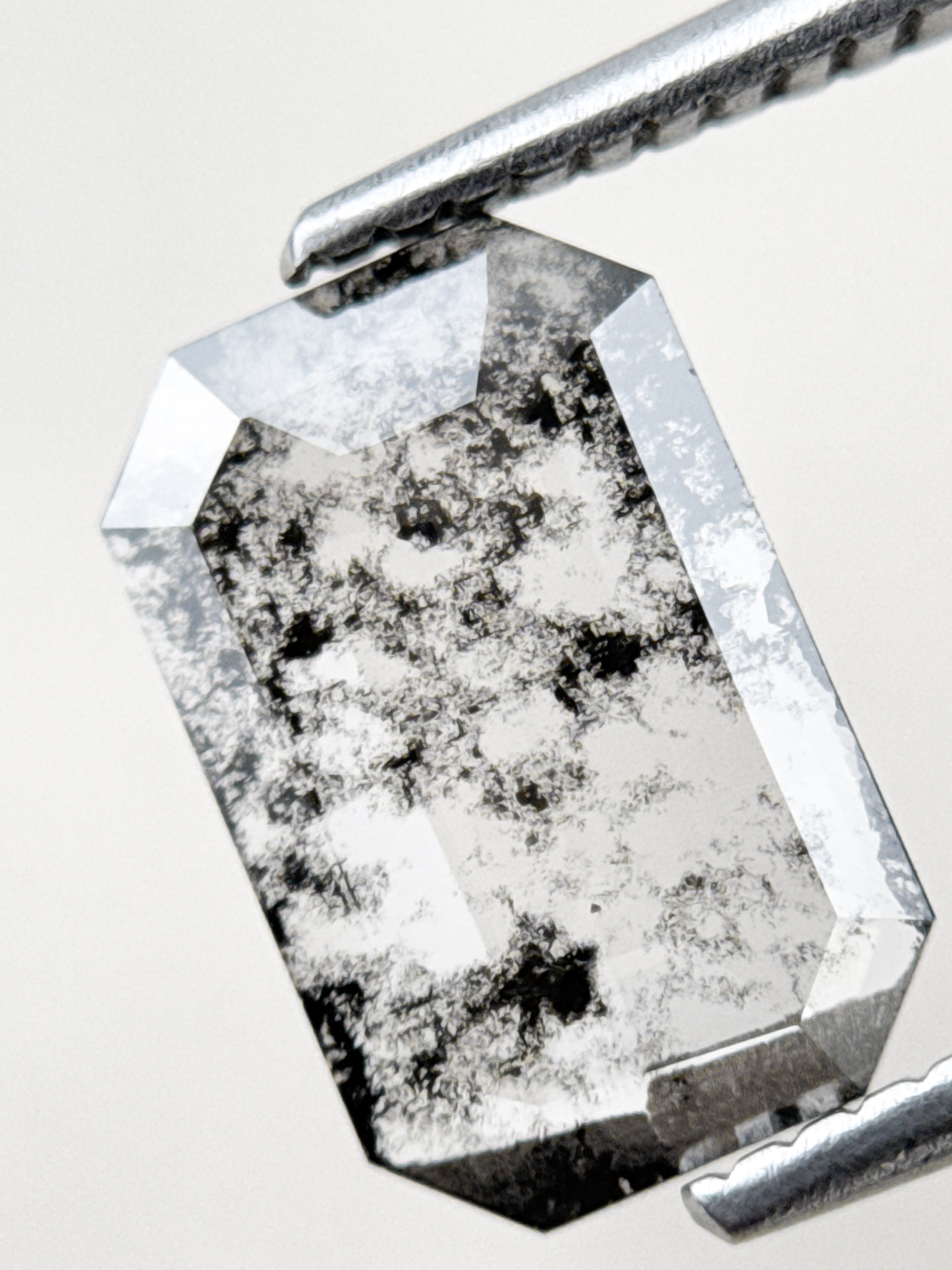 1.20 Ct Emerald Rose Cut Grey Natural Salt and Pepper Diamond