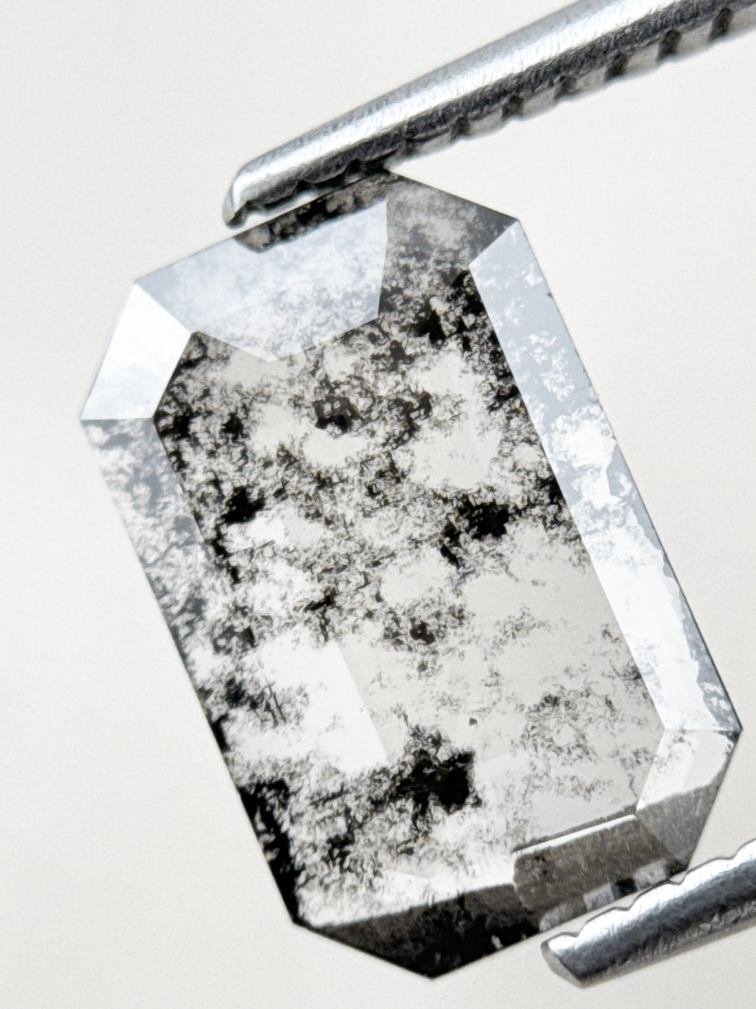 1.20 Ct Emerald Rose Cut Grey Natural Salt and Pepper Diamond