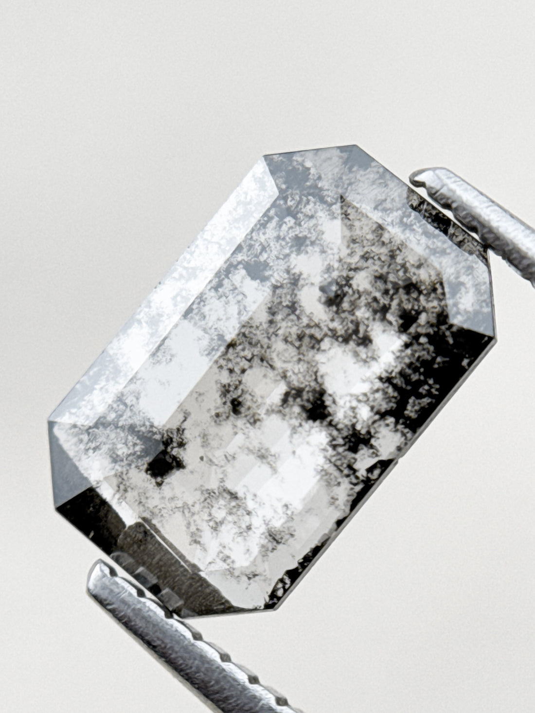 1.20 Ct Emerald Rose Cut Grey Natural Salt and Pepper Diamond