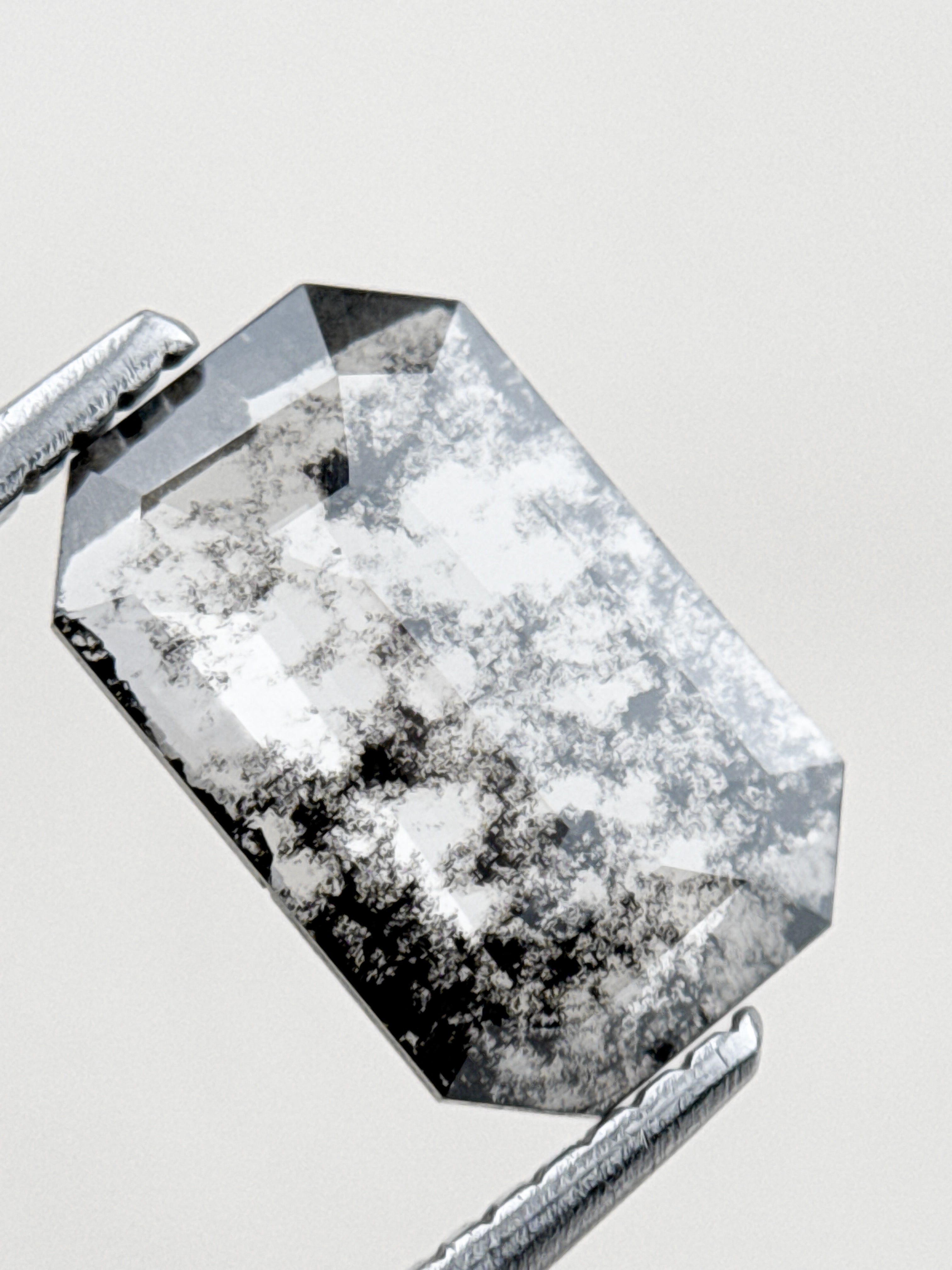 1.20 Ct Emerald Rose Cut Grey Natural Salt and Pepper Diamond