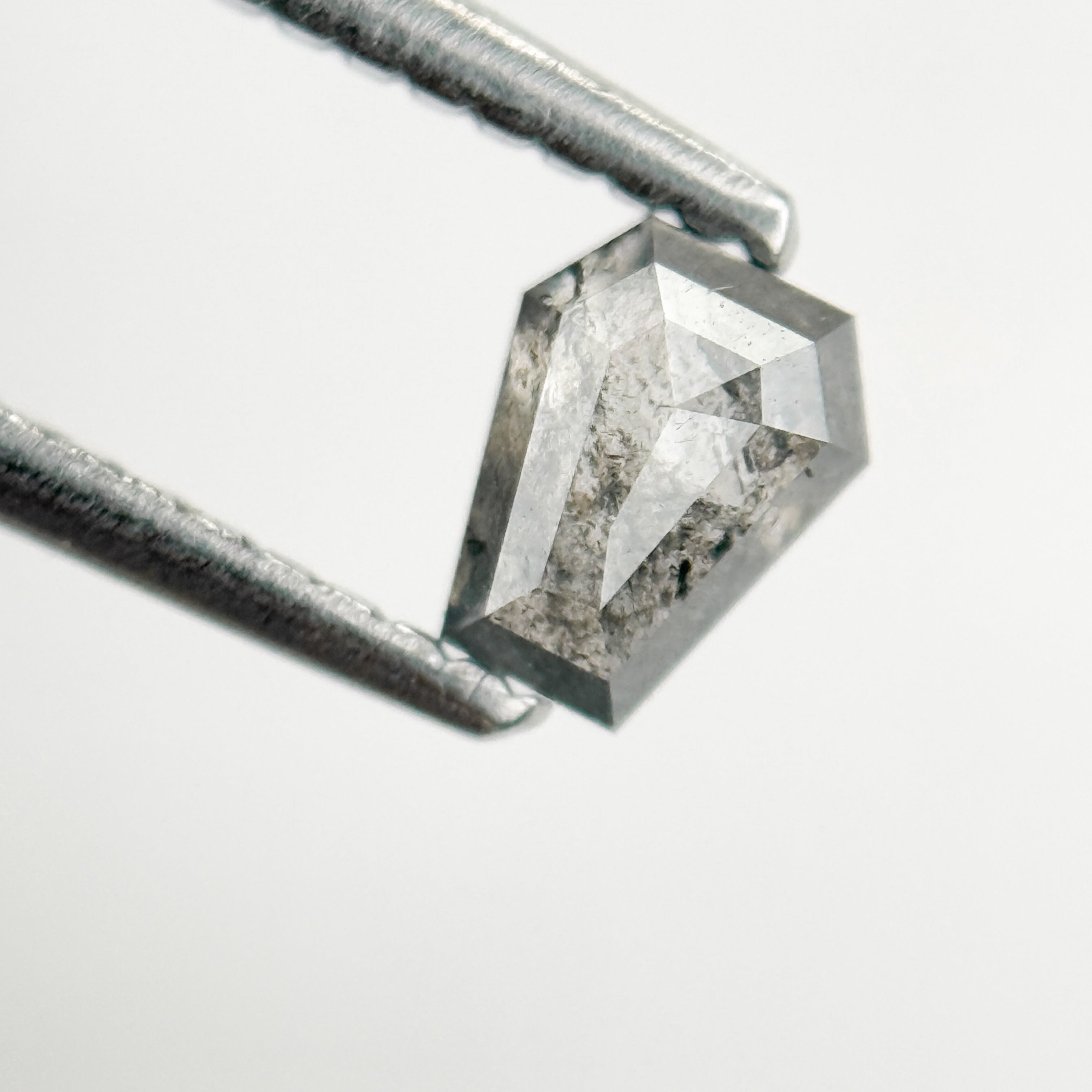 0.52 Ct Coffin Rose Cut Grey Natural Salt and Pepper Diamond