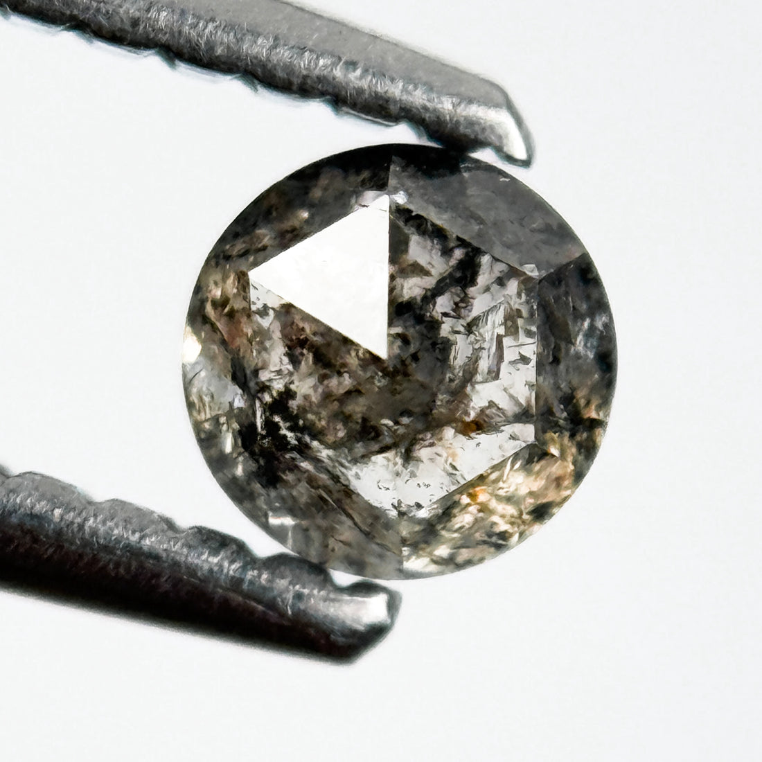 0.34 Ct Round Rose Cut Grey Natural Salt and Pepper Diamond