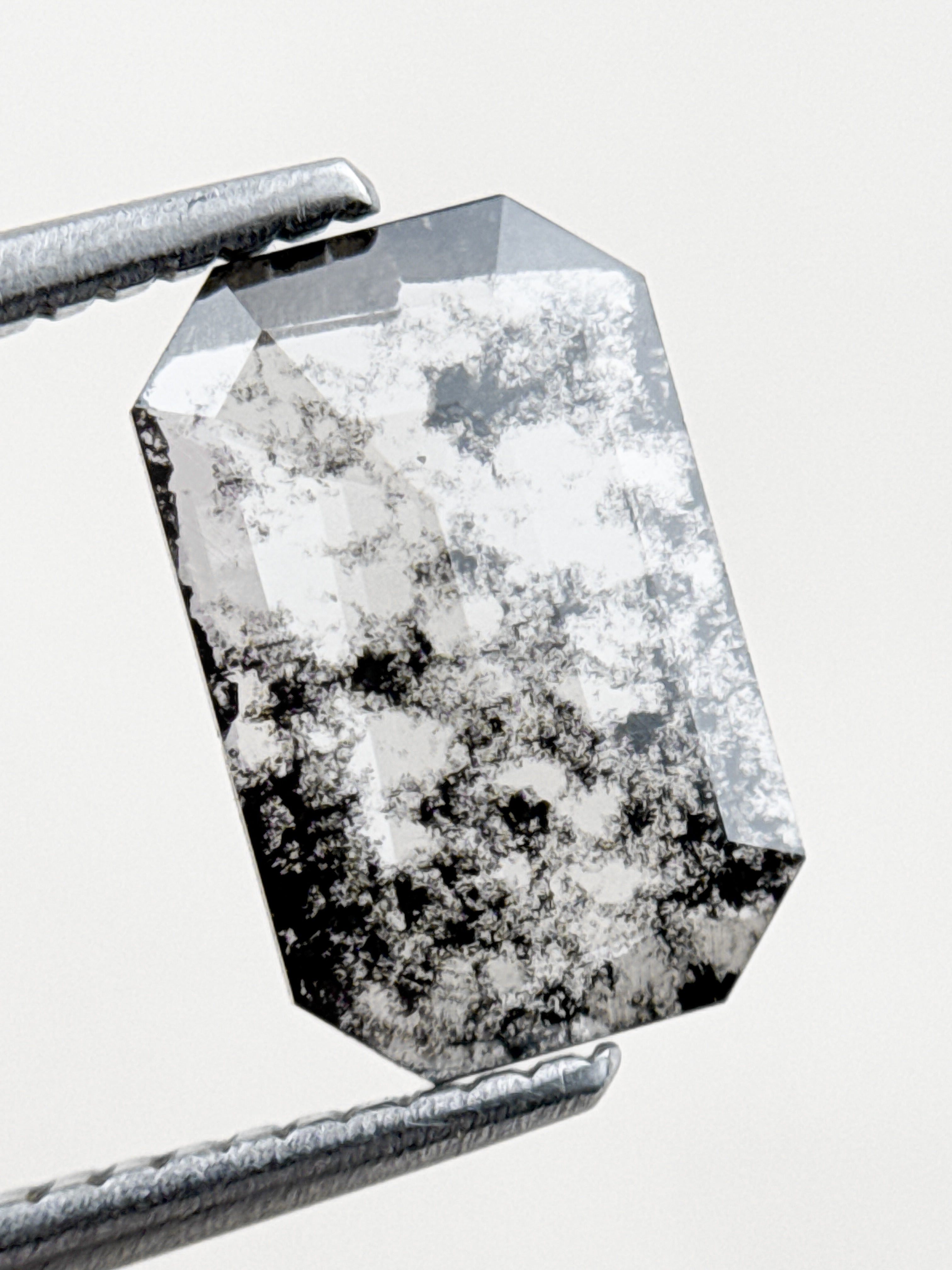 1.20 Ct Emerald Rose Cut Grey Natural Salt and Pepper Diamond