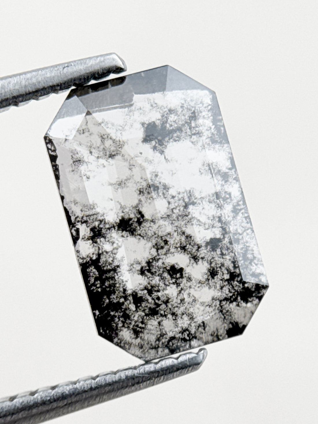 1.20 Ct Emerald Rose Cut Grey Natural Salt and Pepper Diamond
