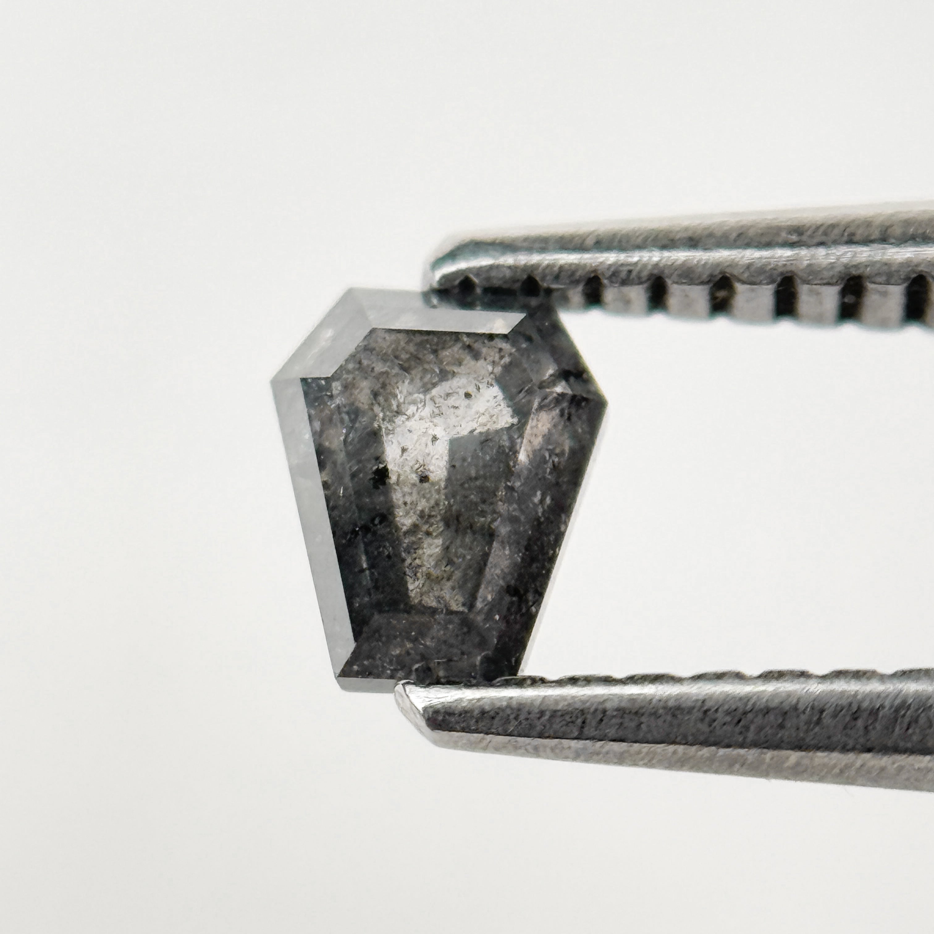 0.52 Ct Coffin Rose Cut Grey Natural Salt and Pepper Diamond