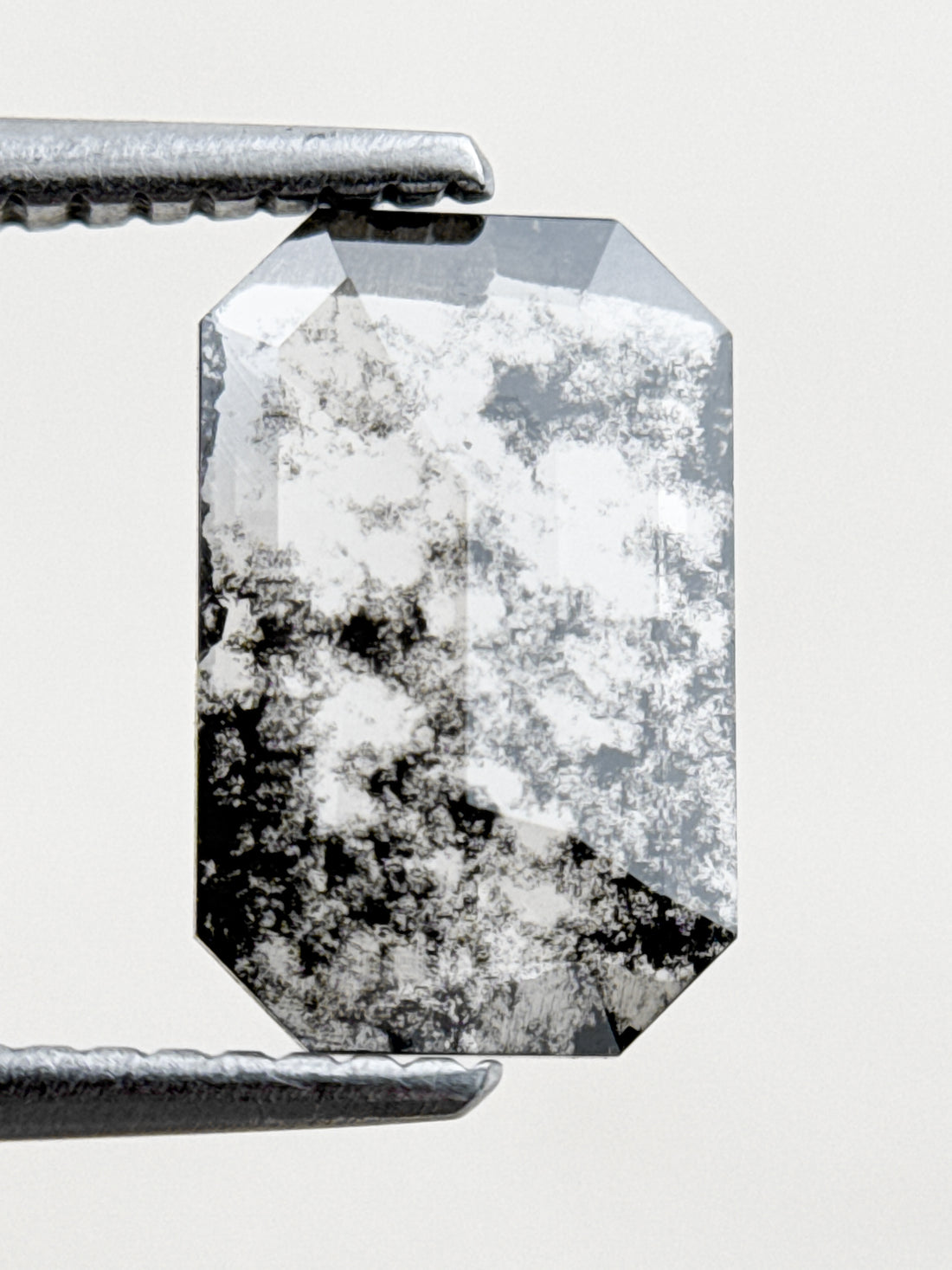 1.20 Ct Emerald Rose Cut Grey Natural Salt and Pepper Diamond