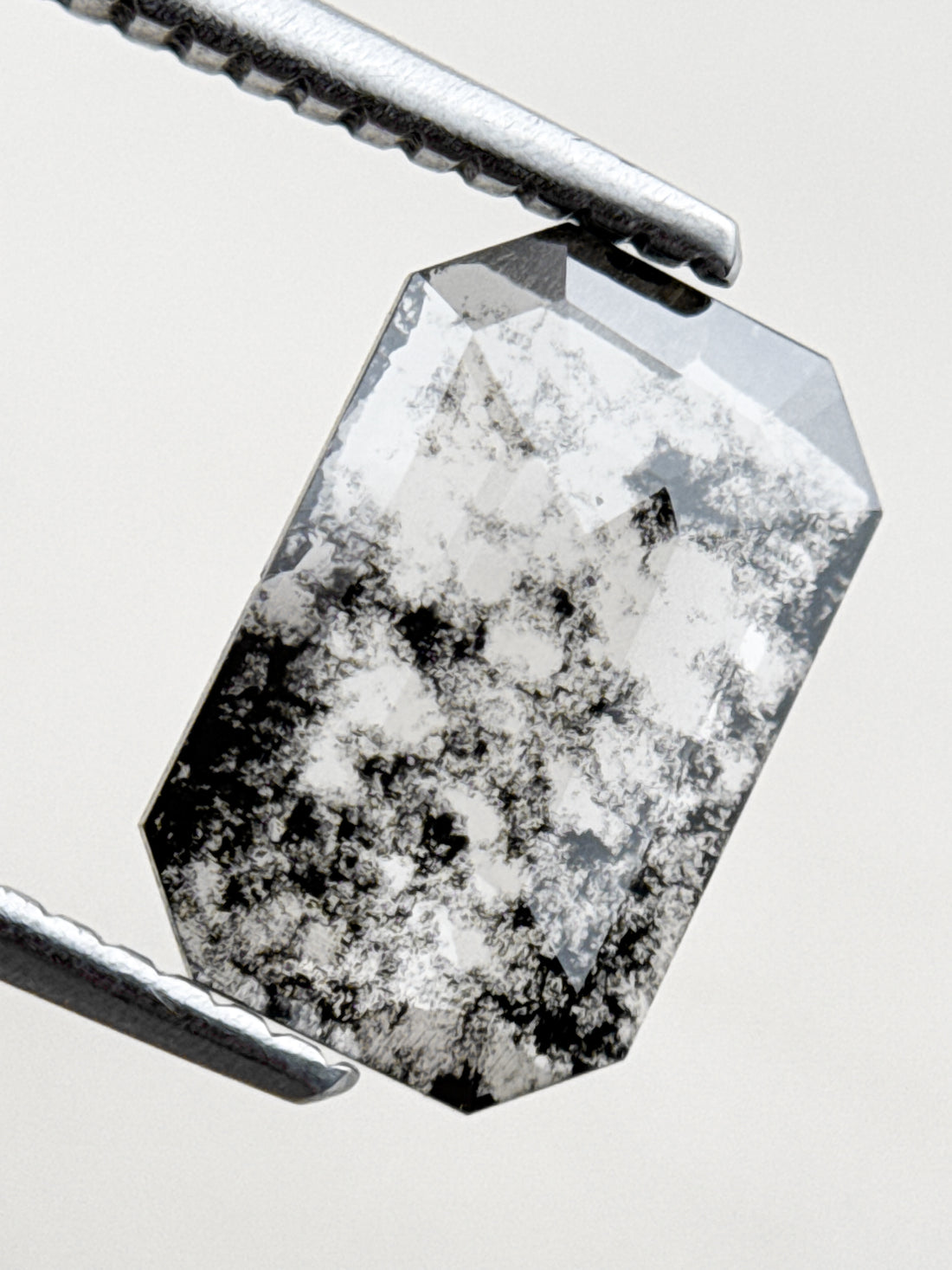 1.20 Ct Emerald Rose Cut Grey Natural Salt and Pepper Diamond