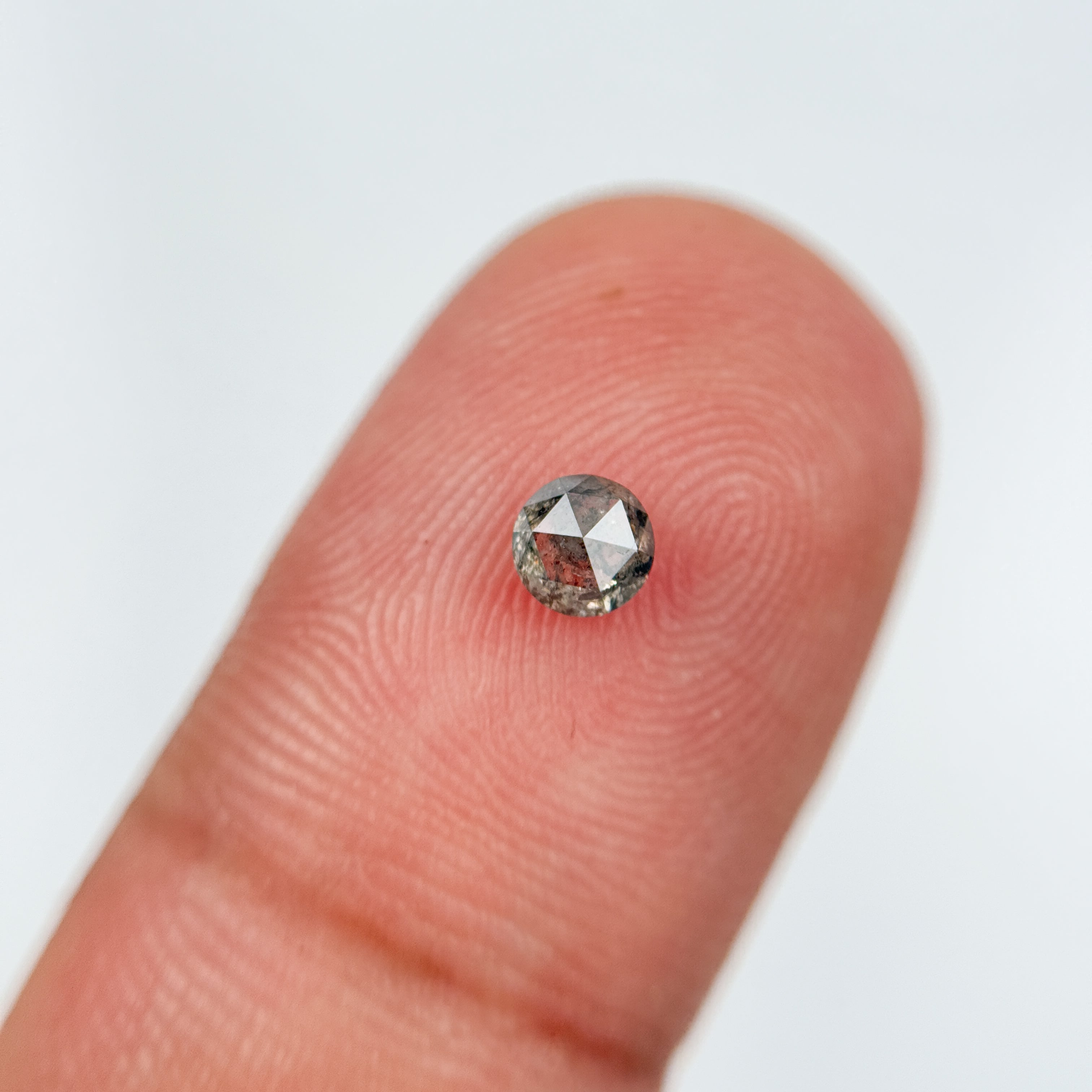 0.34 Ct Round Rose Cut Grey Natural Salt and Pepper Diamond