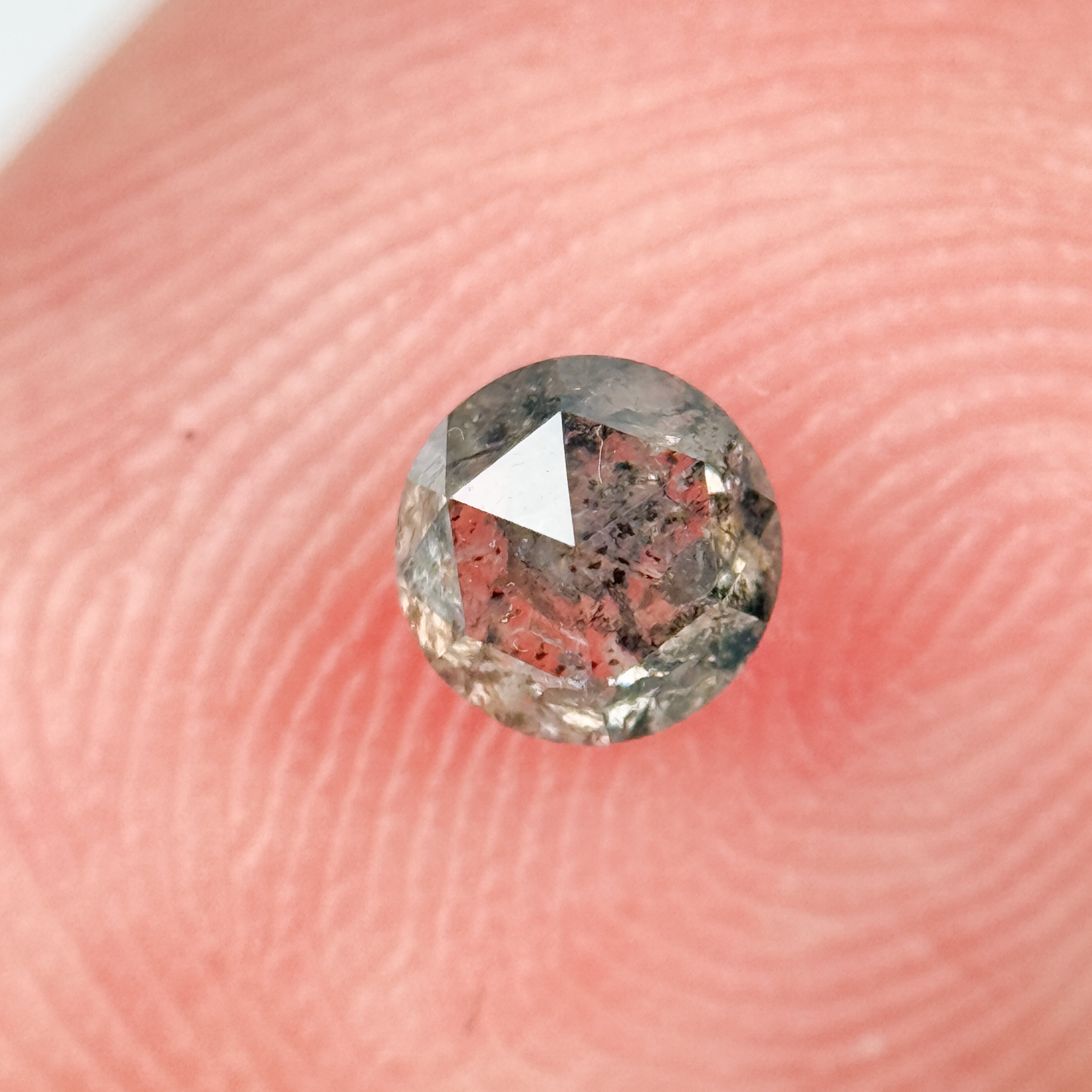 0.34 Ct Round Rose Cut Grey Natural Salt and Pepper Diamond