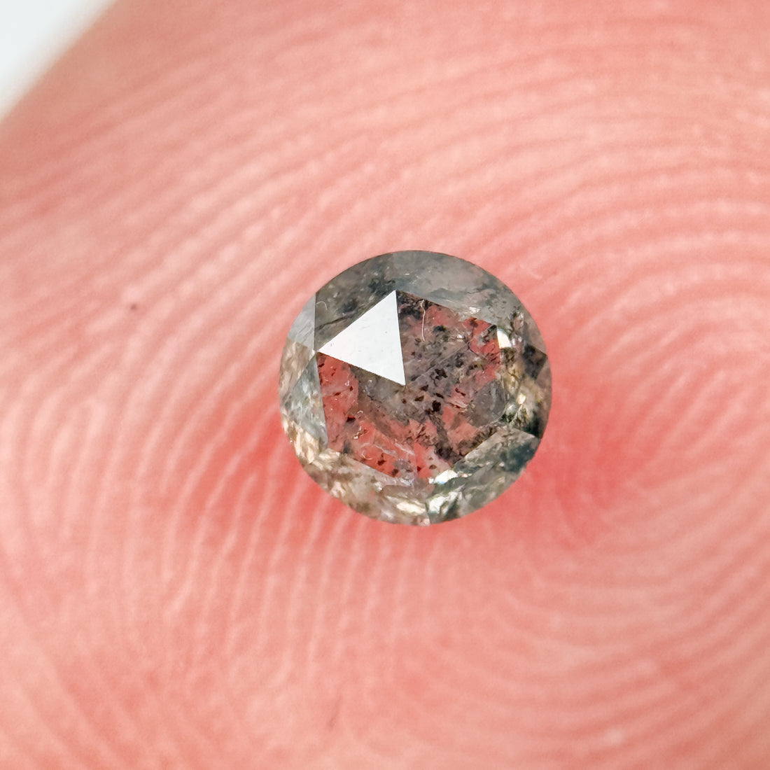 0.34 Ct Round Rose Cut Grey Natural Salt and Pepper Diamond