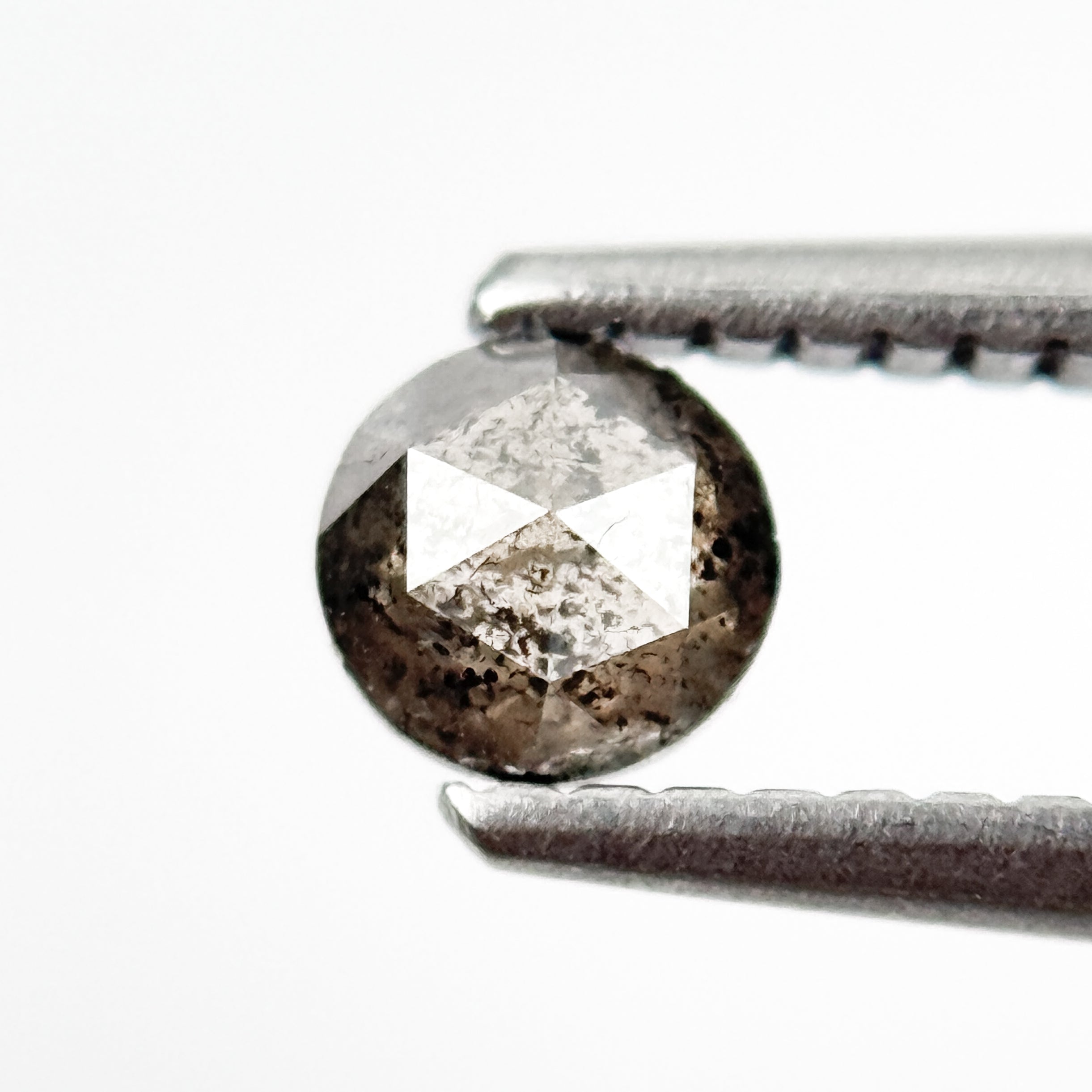 0.27 Ct Round Rose Cut Grey Natural Salt and Pepper Diamond