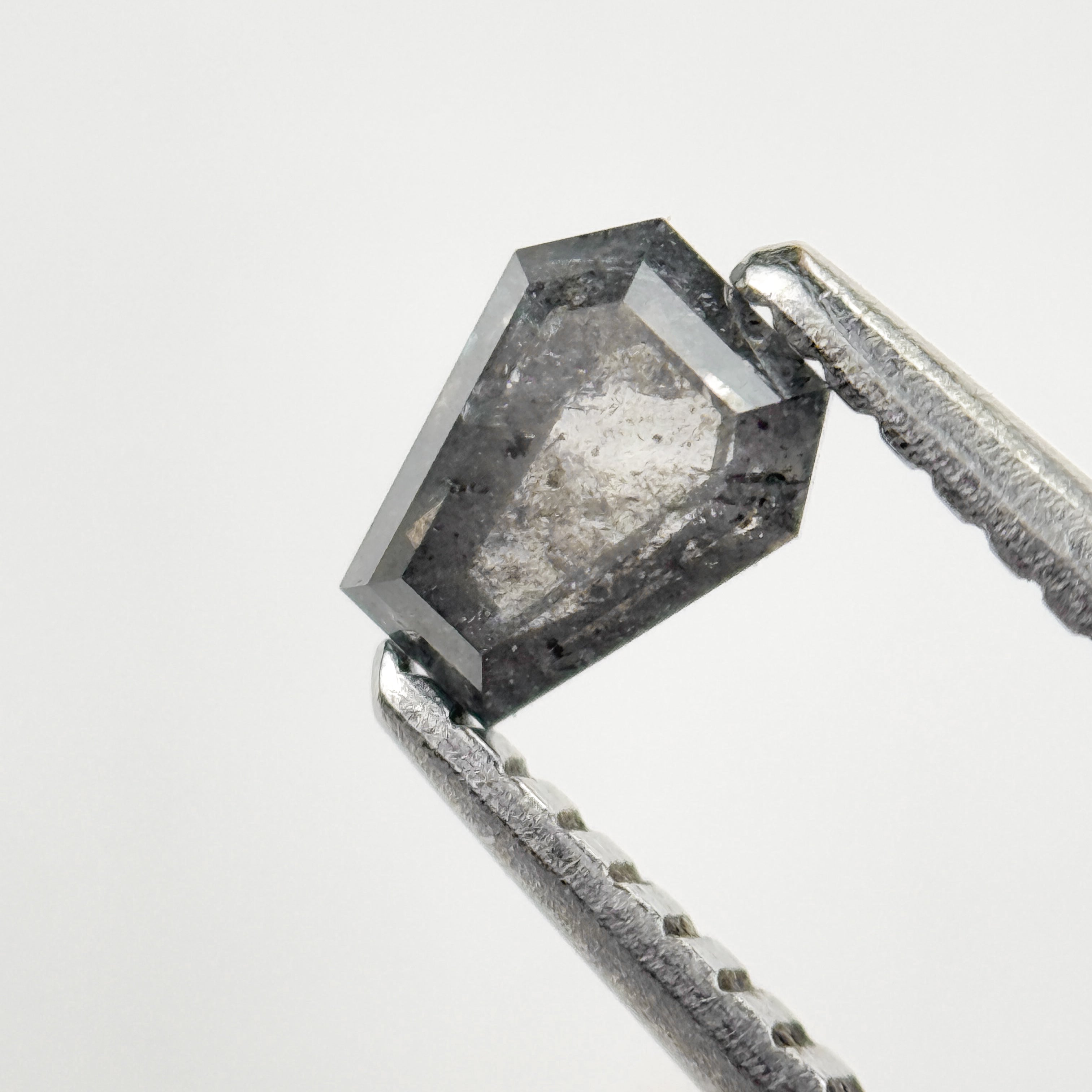0.52 Ct Coffin Rose Cut Grey Natural Salt and Pepper Diamond